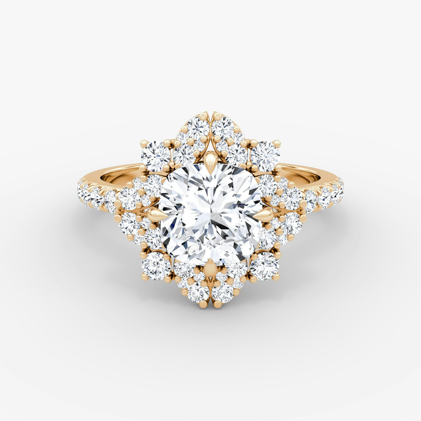 The Carnation | Cushion | 14k | Rose Gold | bandAccent: Pavé | diamondOrientation: vertical | caratWeight: other