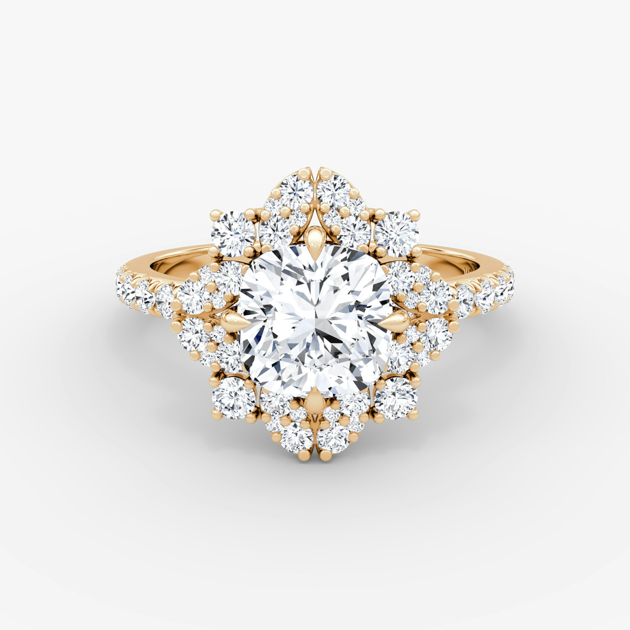 The Carnation | Cushion | 14k | Rose Gold | bandAccent: Pavé | diamondOrientation: vertical | caratWeight: other