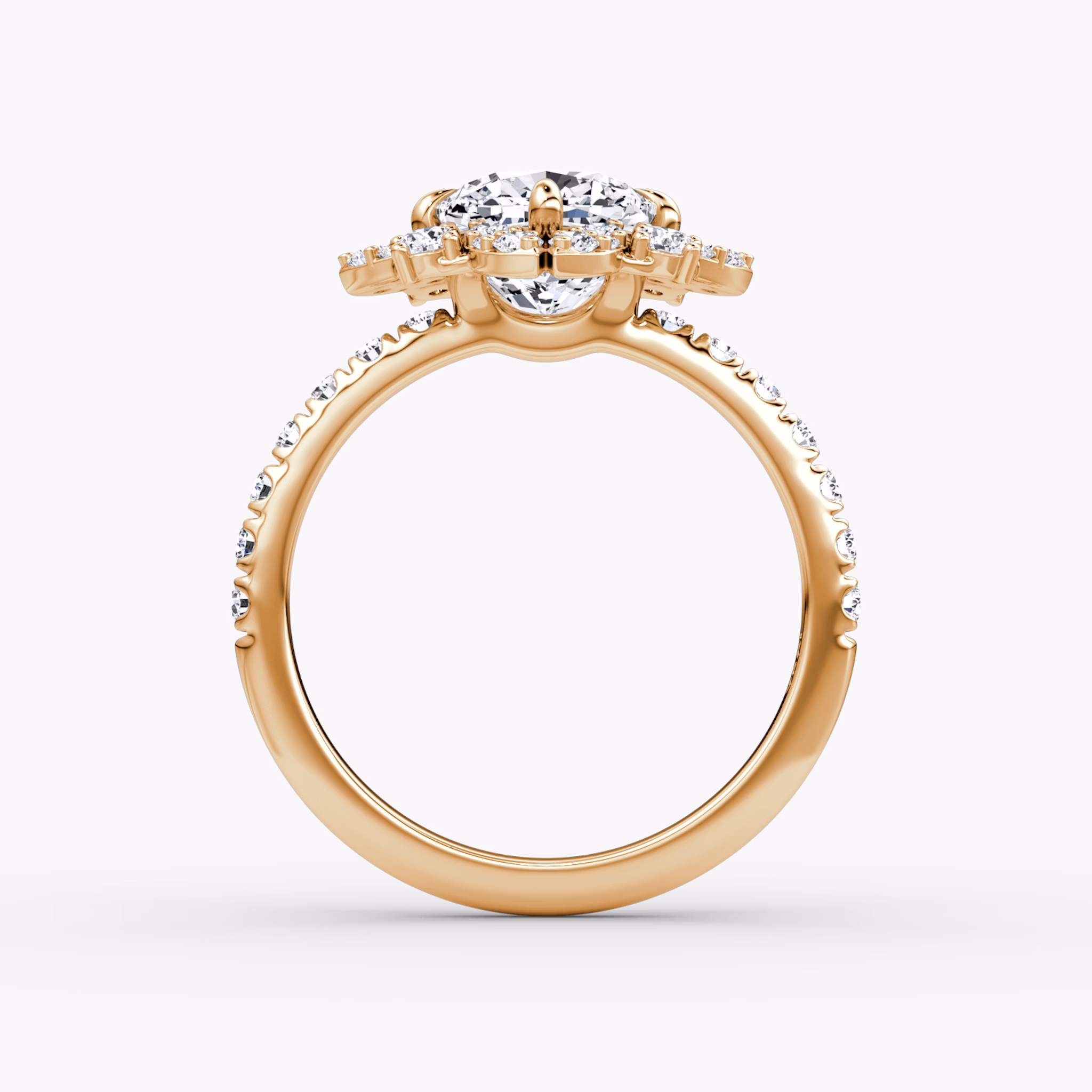 The Carnation | Cushion | 14k | Rose Gold | bandAccent: Pavé | diamondOrientation: vertical | caratWeight: other