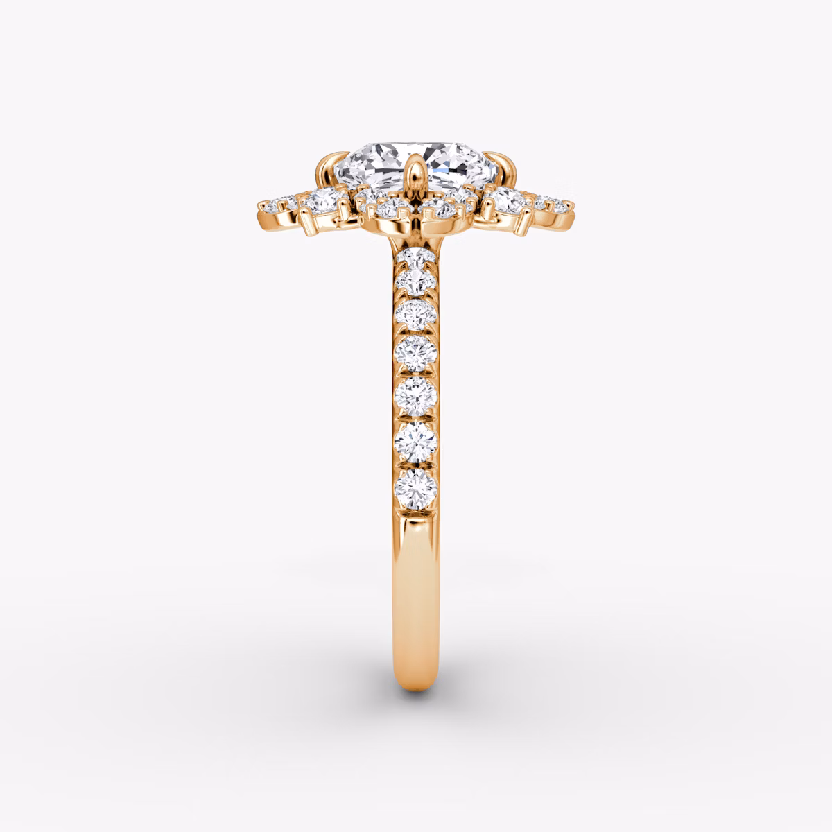 The Carnation | Cushion | 14k | Rose Gold | bandAccent: Pavé | diamondOrientation: vertical | caratWeight: other