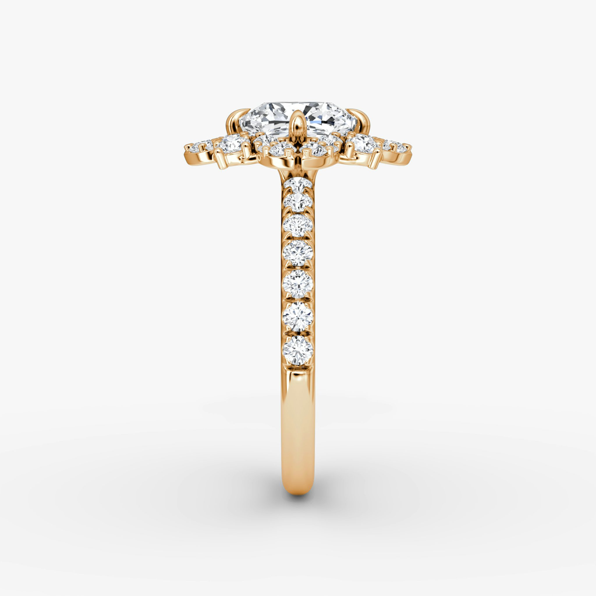 The Carnation | Cushion | 14k | Rose Gold | bandAccent: Pavé | diamondOrientation: vertical | caratWeight: other