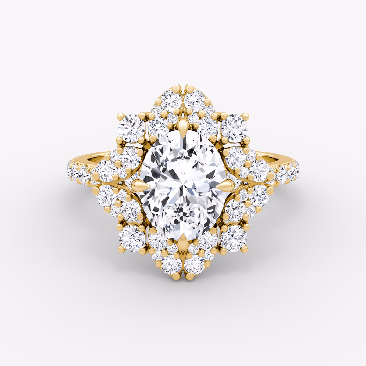 The Carnation | Oval | 18k | Yellow Gold | bandAccent: Pavé | diamondOrientation: vertical | caratWeight: other