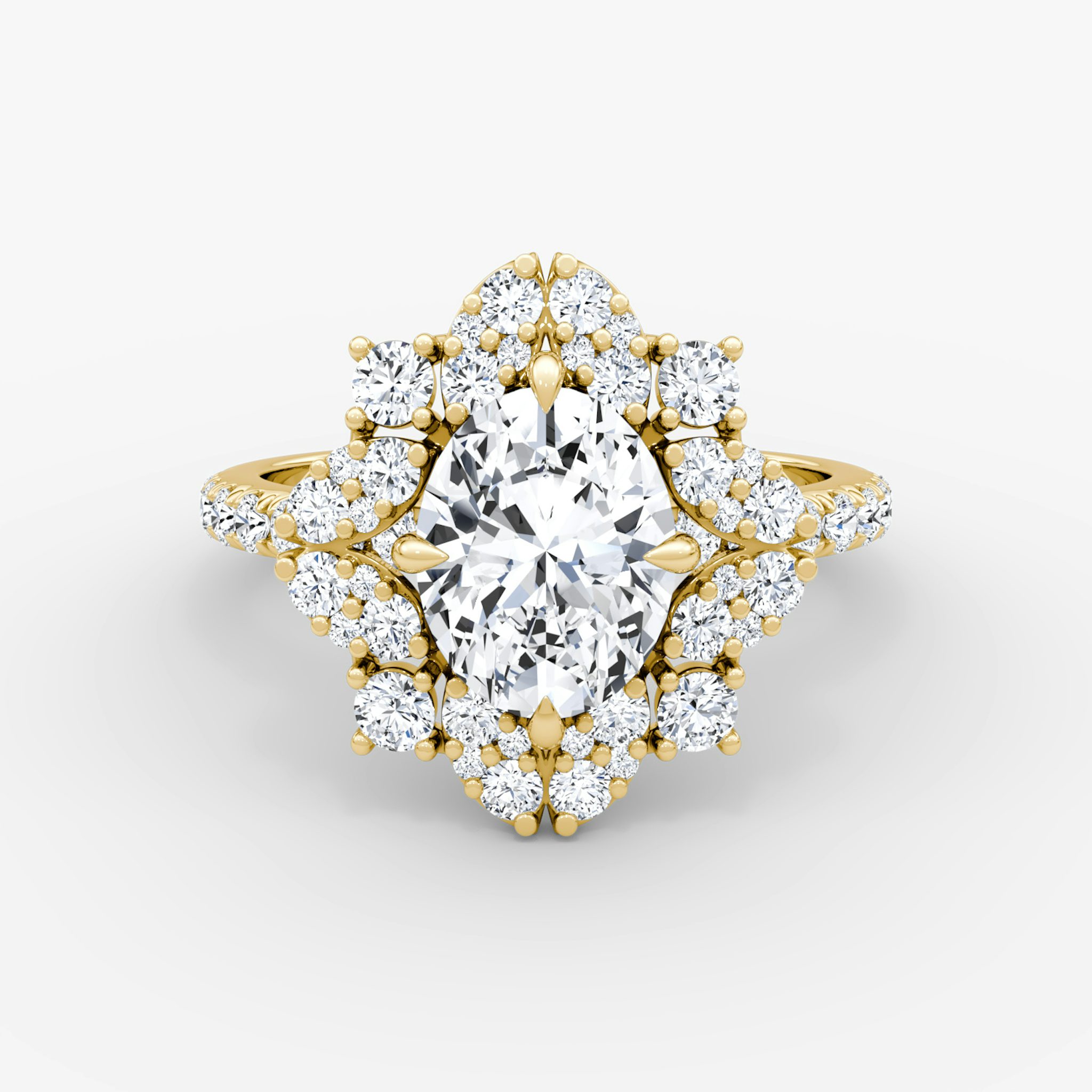 The Carnation | Oval | 18k | Yellow Gold | bandAccent: Pavé | diamondOrientation: vertical | caratWeight: other