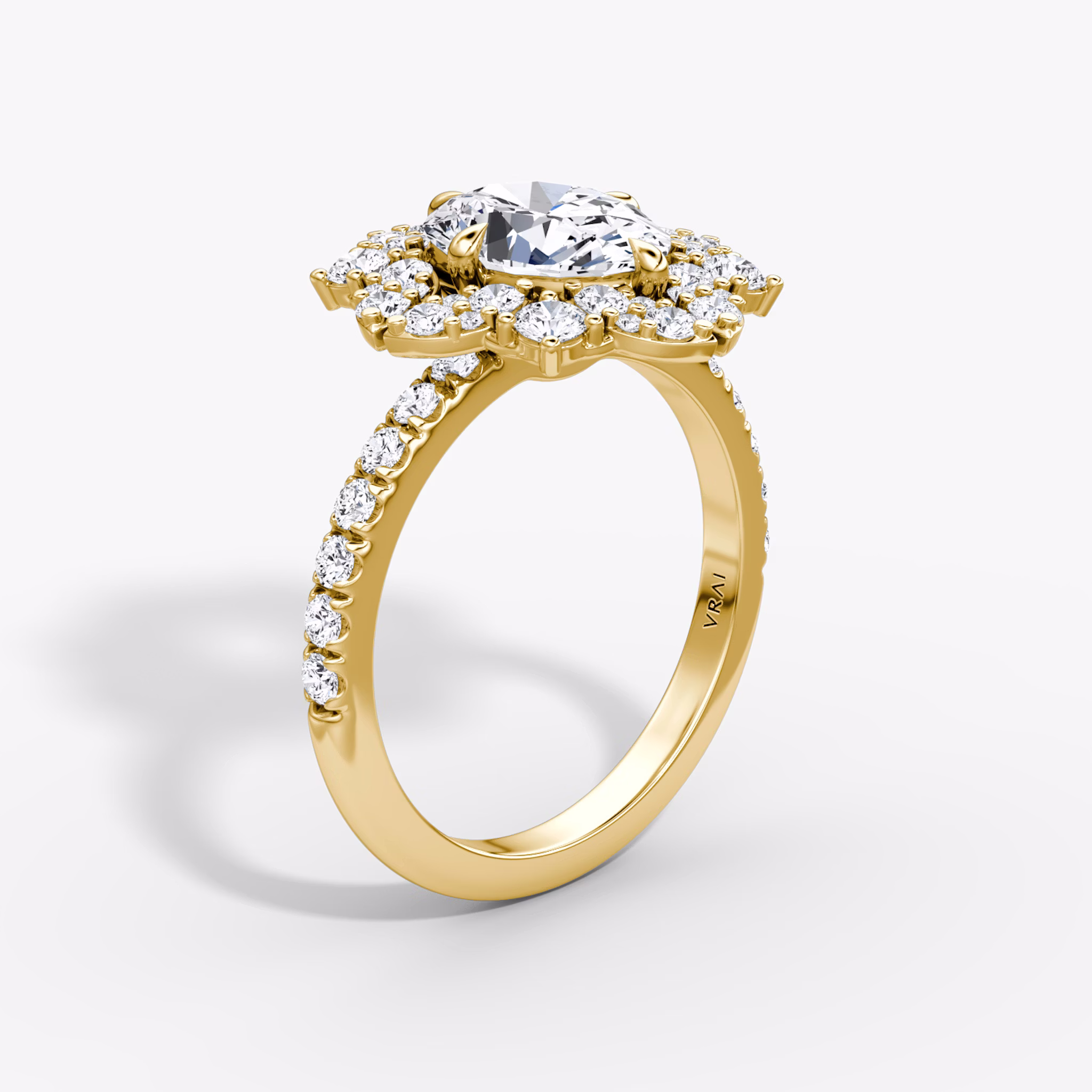 The Carnation | Oval | 18k | Yellow Gold | bandAccent: Pavé | diamondOrientation: vertical | caratWeight: other
