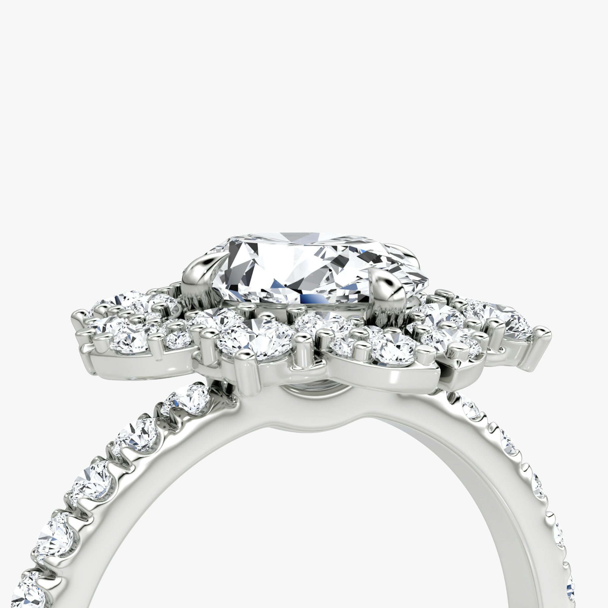 The Carnation | Oval | Platinum | bandAccent: Pavé | diamondOrientation: vertical | caratWeight: other