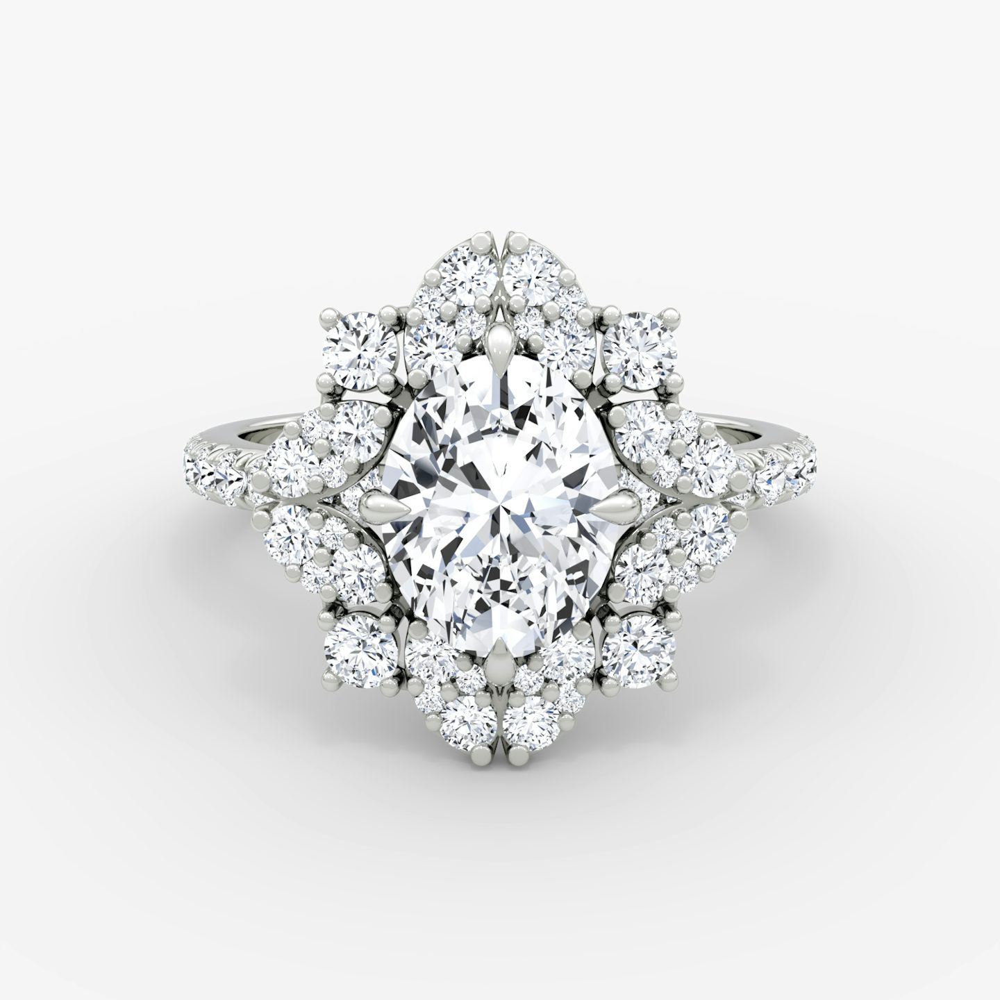 The Carnation | Oval | 18k | White Gold | bandAccent: Pavé | diamondOrientation: vertical | caratWeight: other