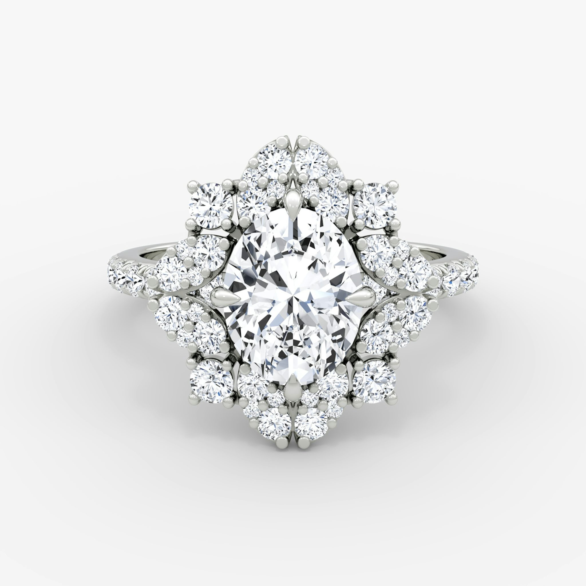 The Carnation | Oval | Platinum | bandAccent: Pavé | diamondOrientation: vertical | caratWeight: other