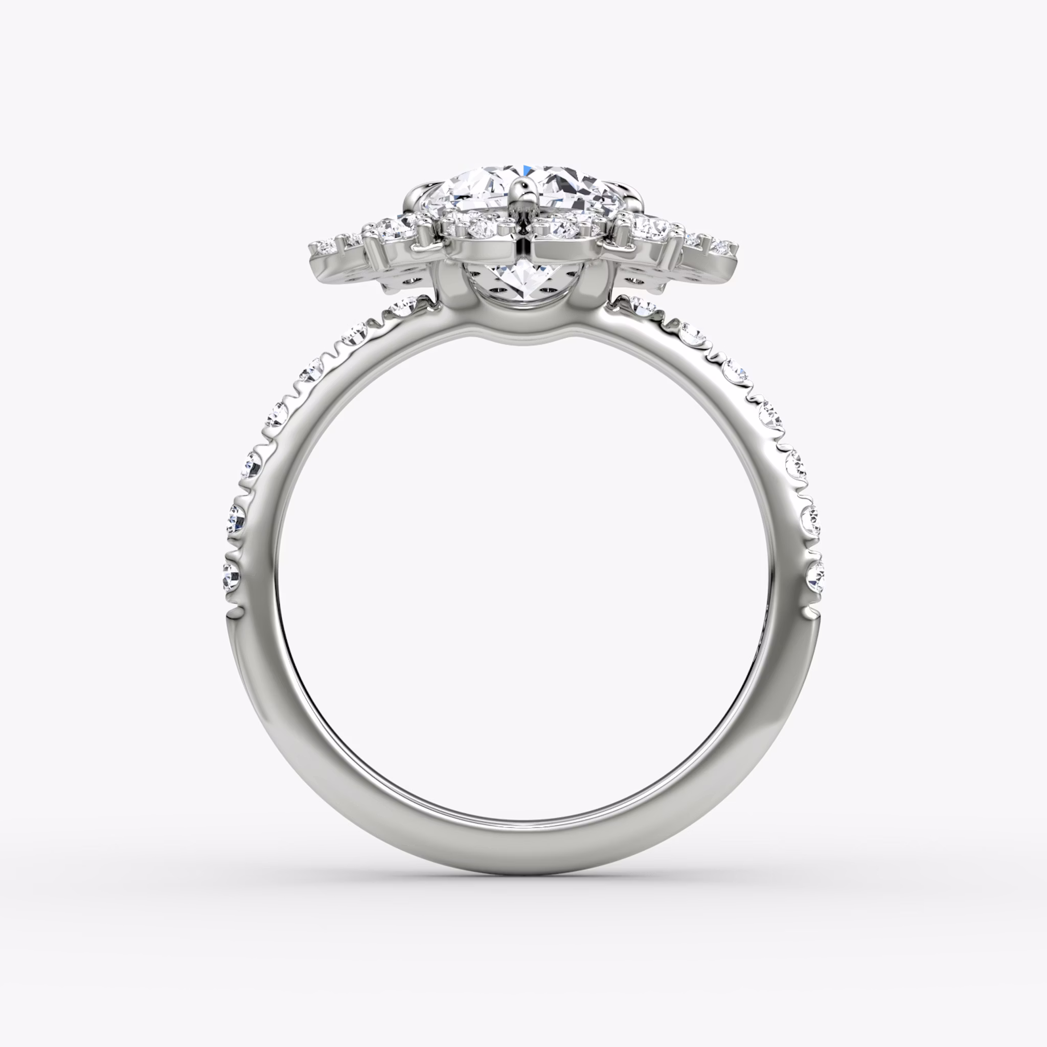 The Carnation | Oval | Platinum | bandAccent: Pavé | diamondOrientation: vertical | caratWeight: other