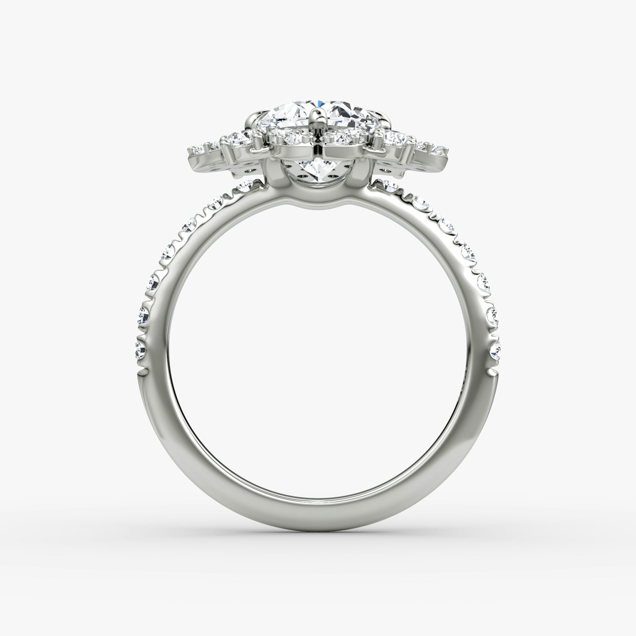 The Carnation | Oval | Platinum | bandAccent: Pavé | diamondOrientation: vertical | caratWeight: other
