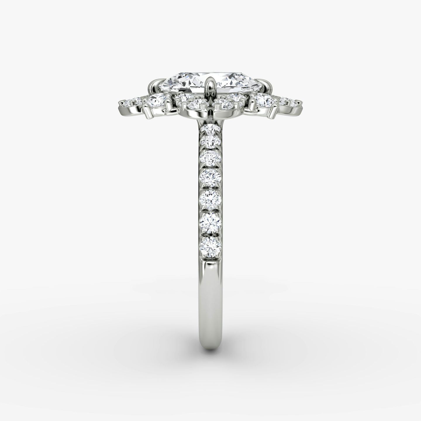 The Carnation | Oval | 18k | White Gold | bandAccent: Pavé | diamondOrientation: vertical | caratWeight: other