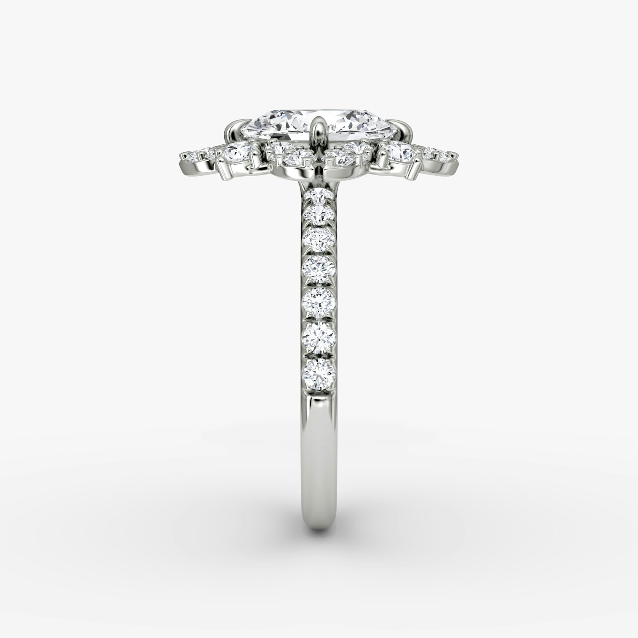 The Carnation | Oval | Platinum | bandAccent: Pavé | diamondOrientation: vertical | caratWeight: other