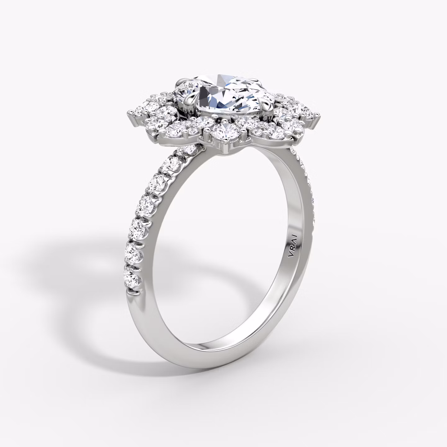 The Carnation | Oval | 18k | White Gold | bandAccent: Pavé | diamondOrientation: vertical | caratWeight: other