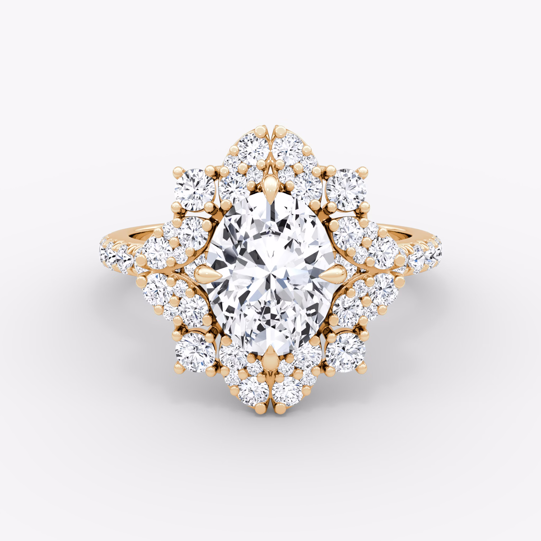 The Carnation | Oval | 14k | Rose Gold | bandAccent: Pavé | diamondOrientation: vertical | caratWeight: other