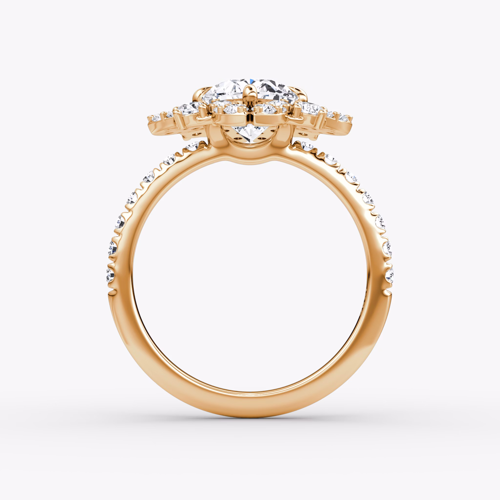 The Carnation | Oval | 14k | Rose Gold | bandAccent: Pavé | diamondOrientation: vertical | caratWeight: other