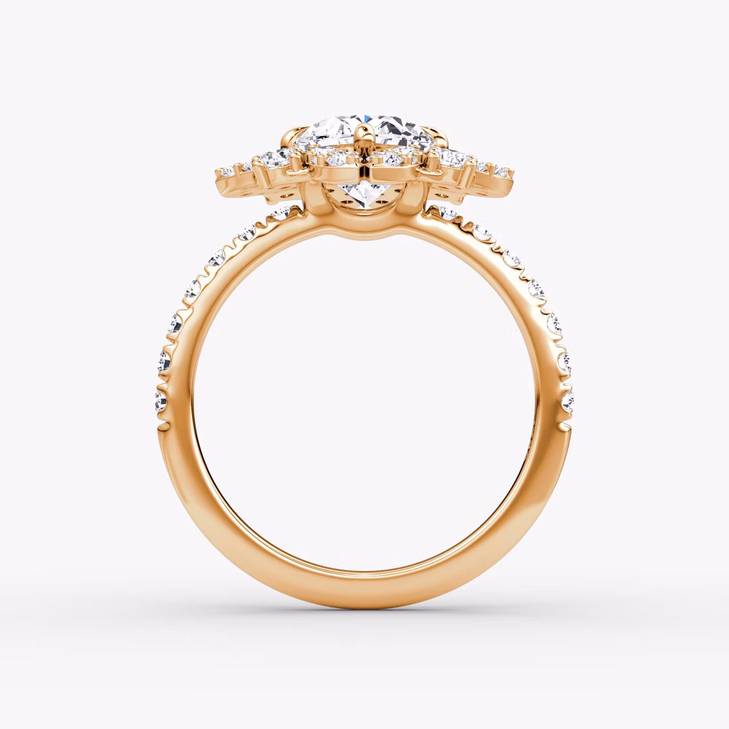 The Carnation | Oval | 14k | Rose Gold | bandAccent: Pavé | diamondOrientation: vertical | caratWeight: other