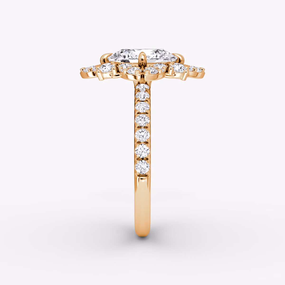 The Carnation | Oval | 14k | Rose Gold | bandAccent: Pavé | diamondOrientation: vertical | caratWeight: other