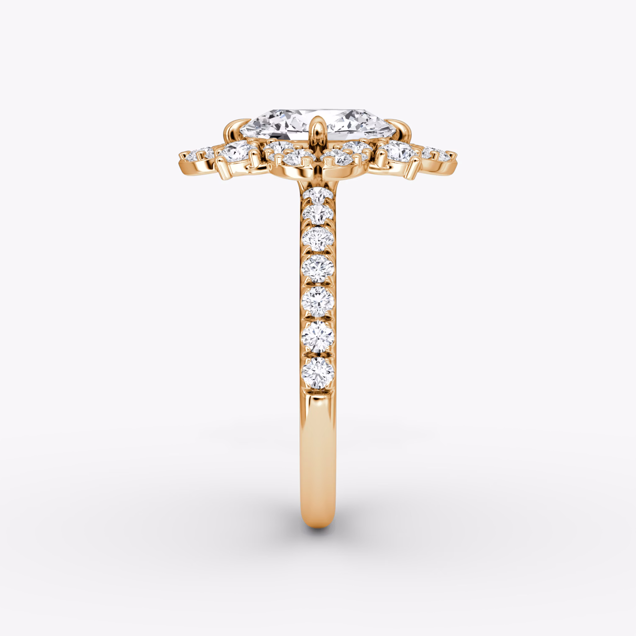 The Carnation | Oval | 14k | Rose Gold | bandAccent: Pavé | diamondOrientation: vertical | caratWeight: other