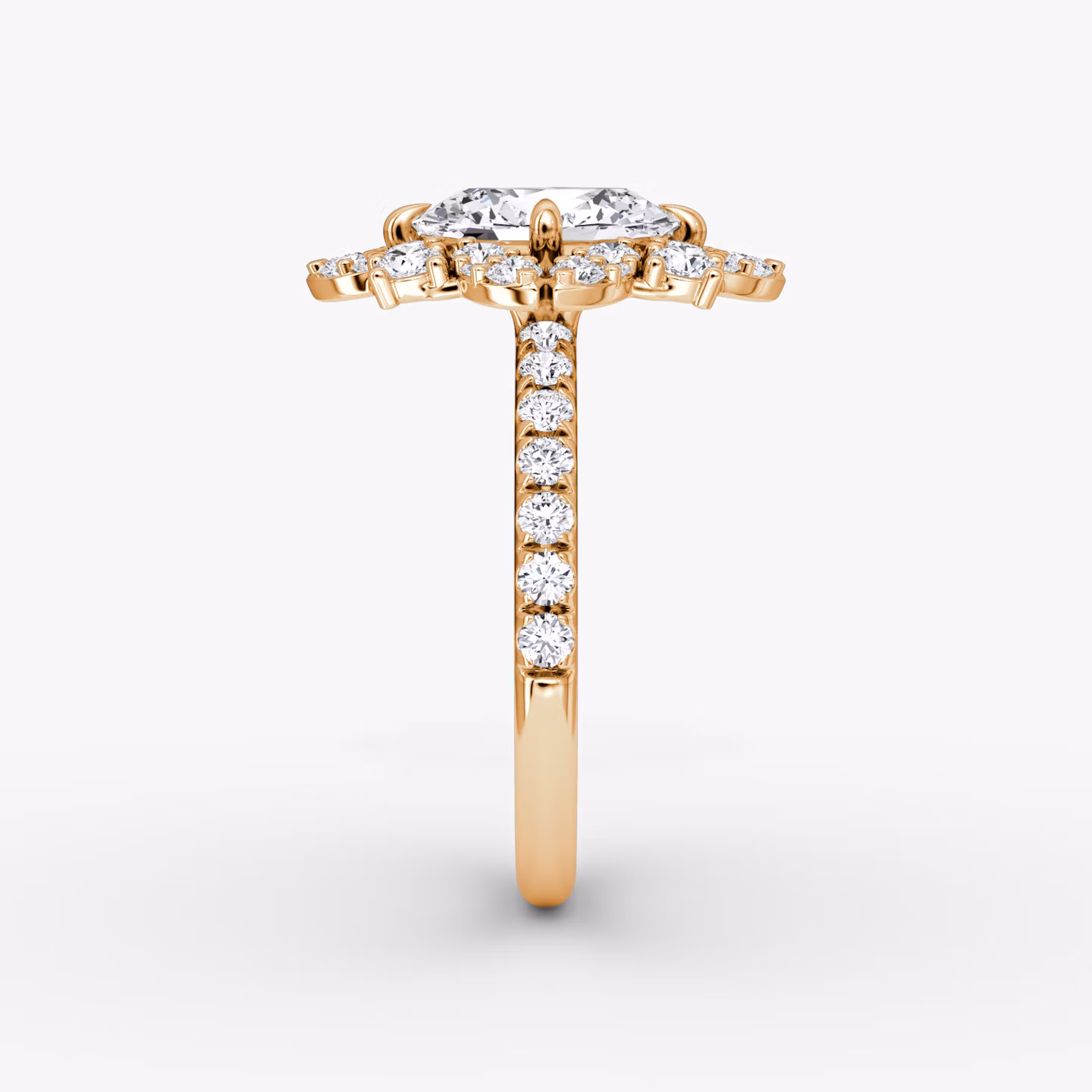 The Carnation | Oval | 14k | Rose Gold | bandAccent: Pavé | diamondOrientation: vertical | caratWeight: other