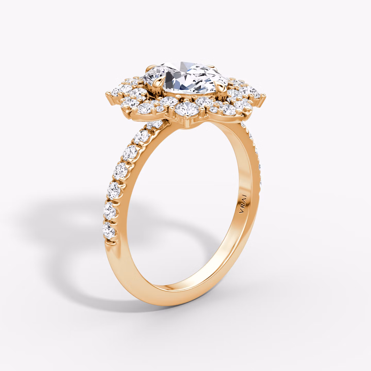 The Carnation | Oval | 14k | Rose Gold | bandAccent: Pavé | diamondOrientation: vertical | caratWeight: other