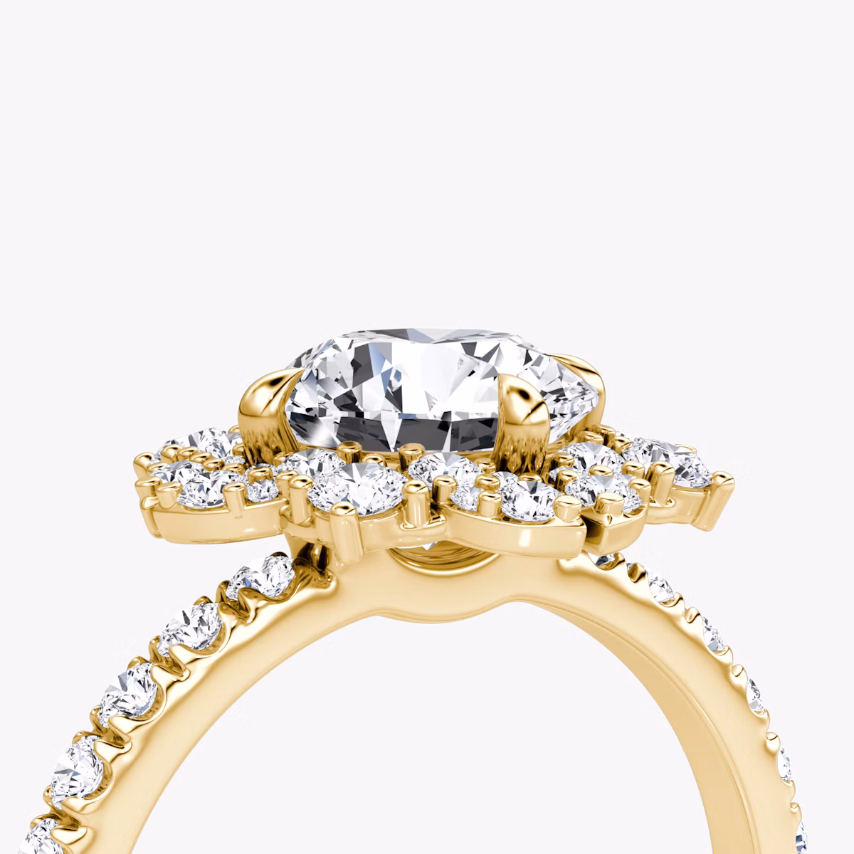 The Carnation | Round Brilliant | 18k | Yellow Gold | bandAccent: Pavé | caratWeight: 1.0ct | diamondOrientation: vertical