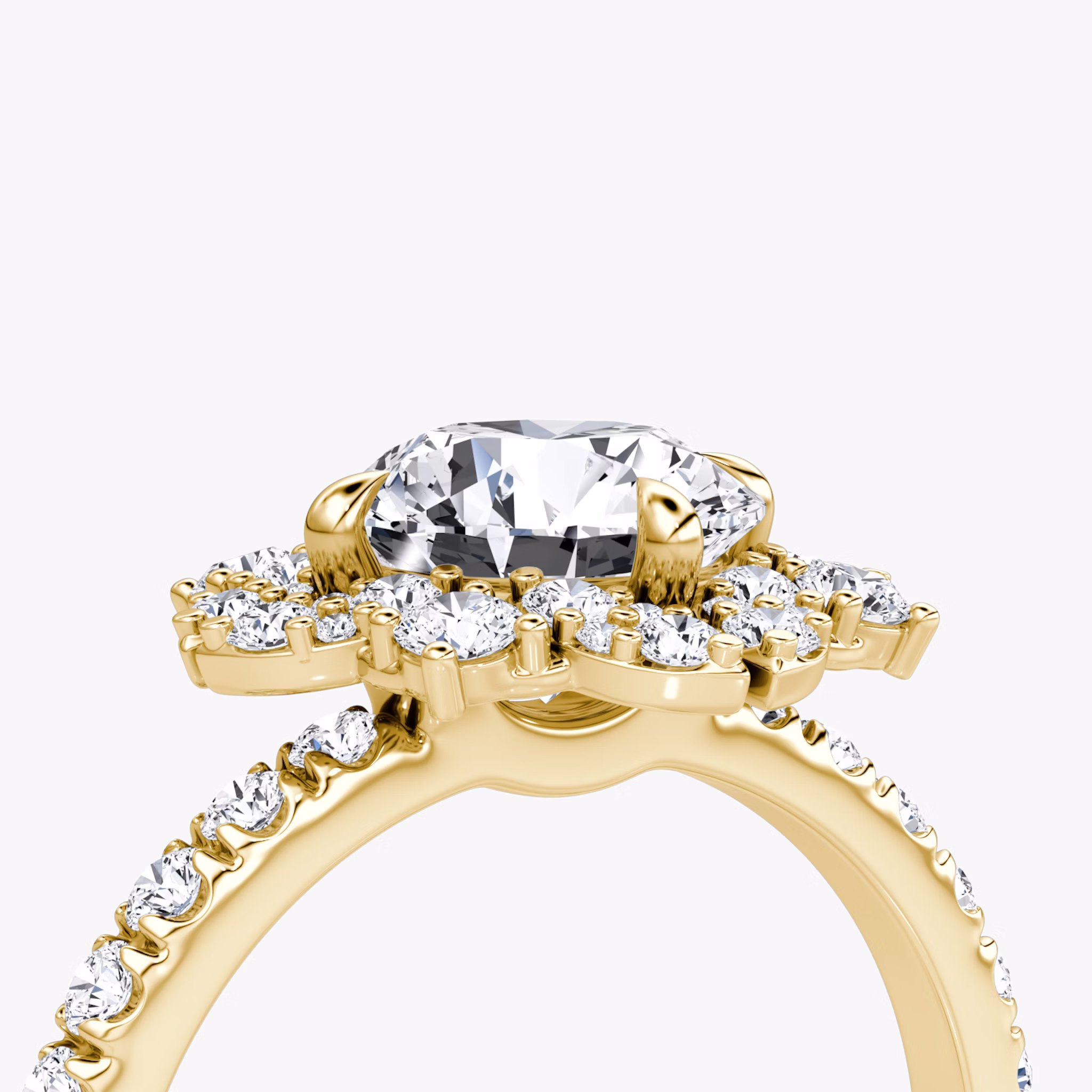 The Carnation | Round Brilliant | 18k | Yellow Gold | bandAccent: Pavé | caratWeight: other | diamondOrientation: vertical