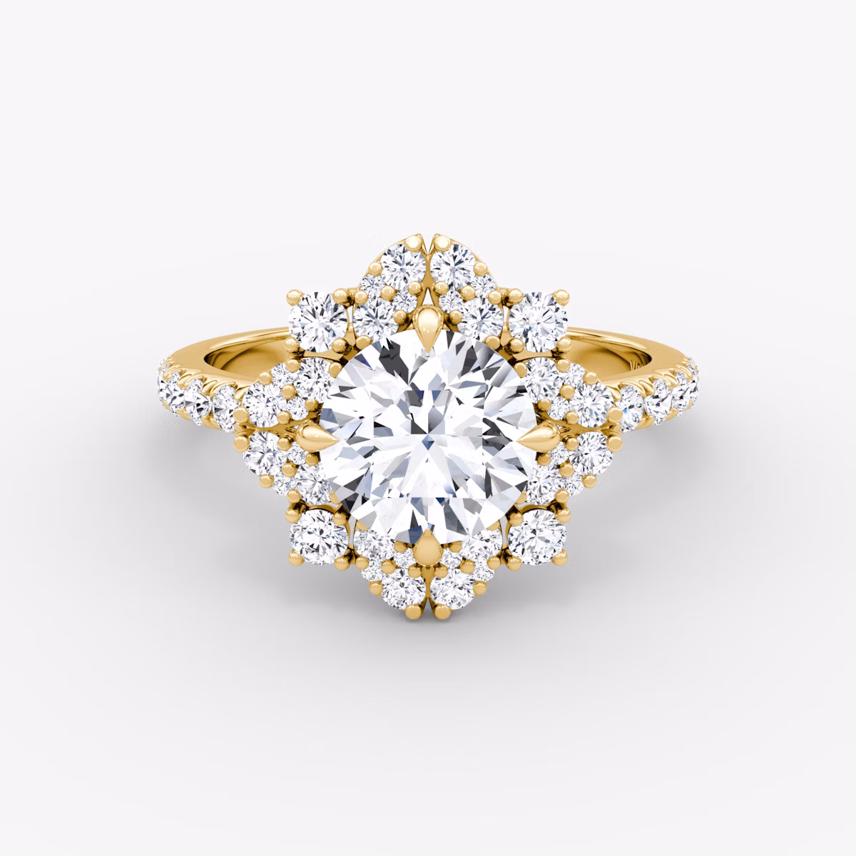 The Carnation | Round Brilliant | 18k | Yellow Gold | bandAccent: Pavé | caratWeight: 1.0ct | diamondOrientation: vertical