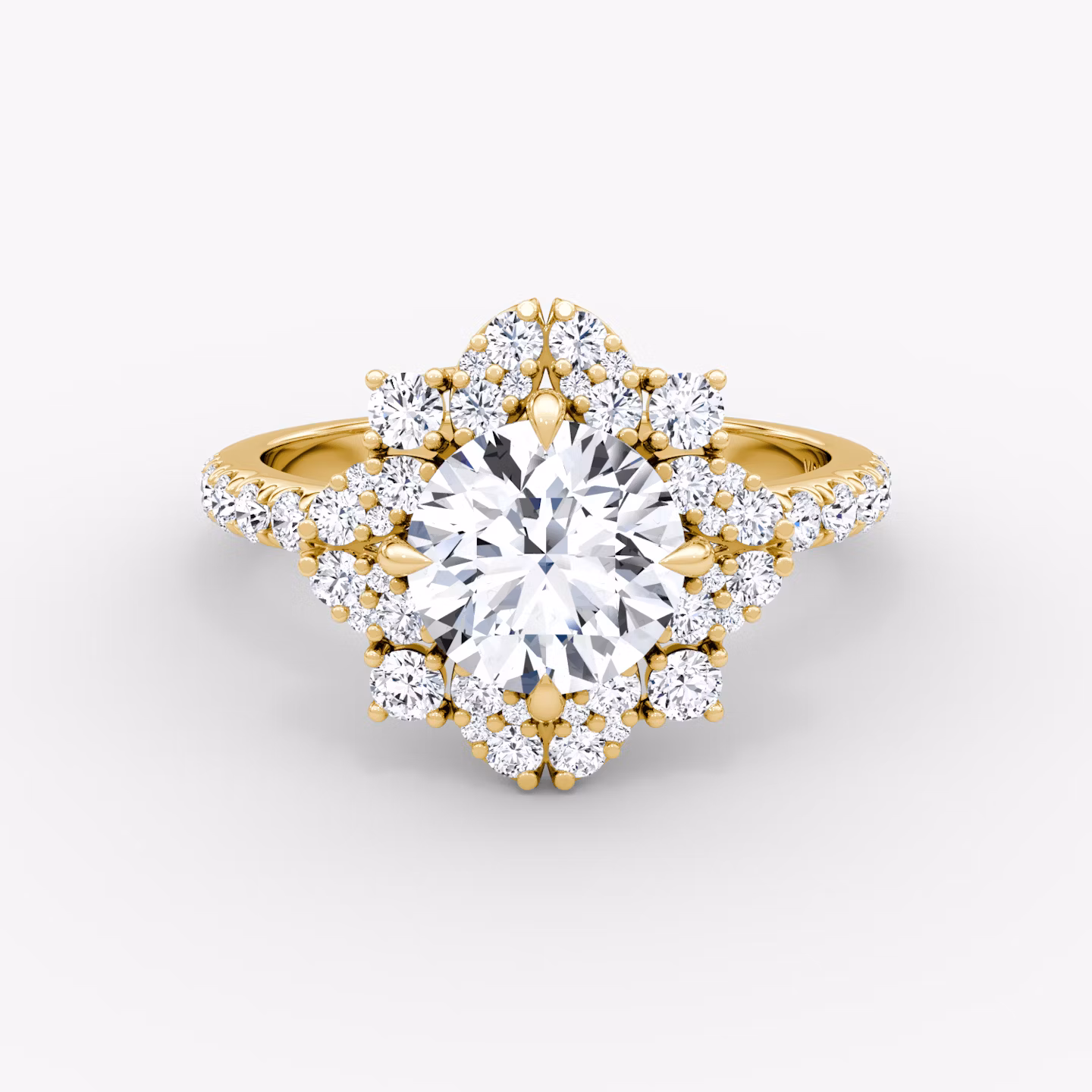 The Carnation | Round Brilliant | 18k | Yellow Gold | bandAccent: Pavé | caratWeight: other | diamondOrientation: vertical