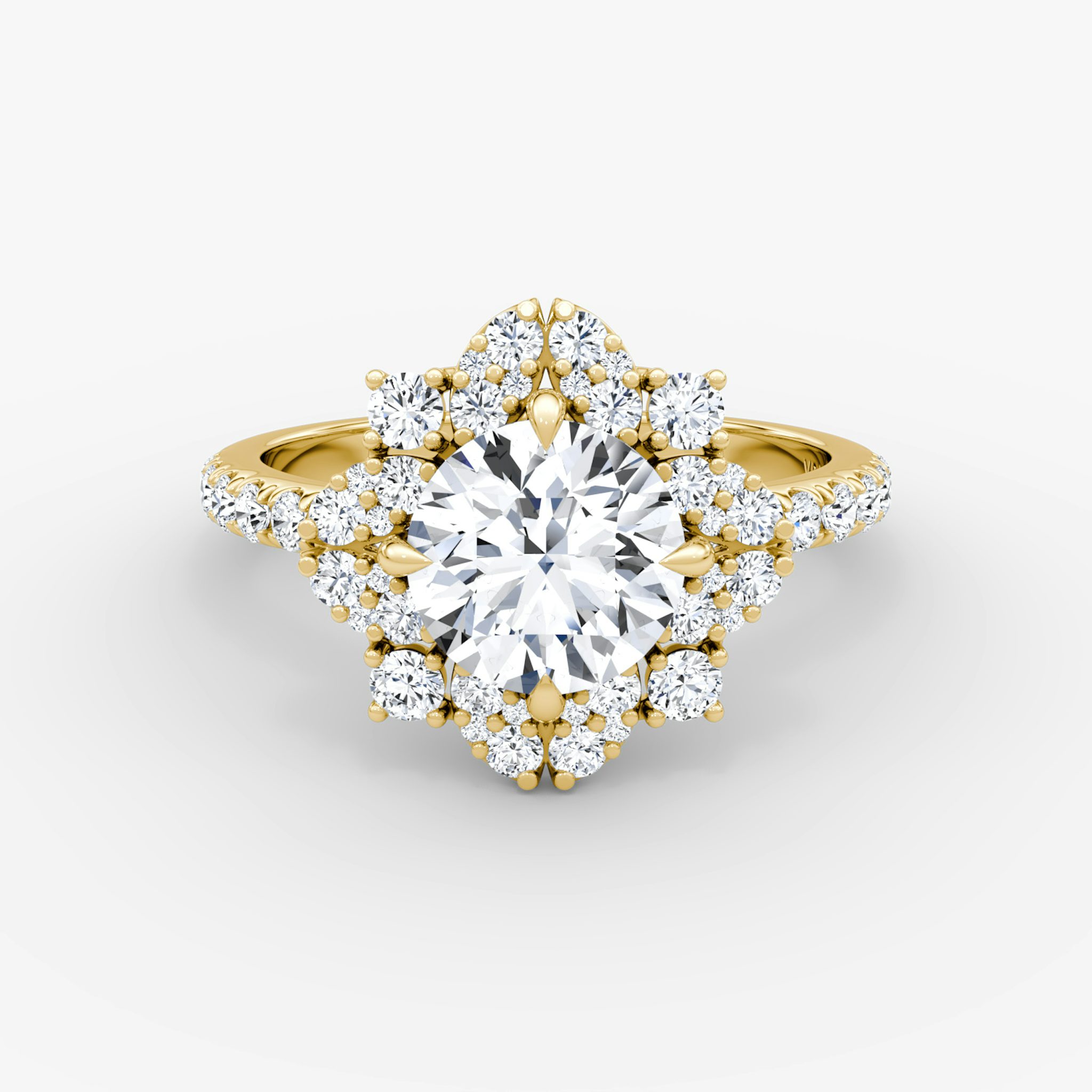 The Carnation | Round Brilliant | 18k | Yellow Gold | bandAccent: Pavé | caratWeight: other | diamondOrientation: vertical