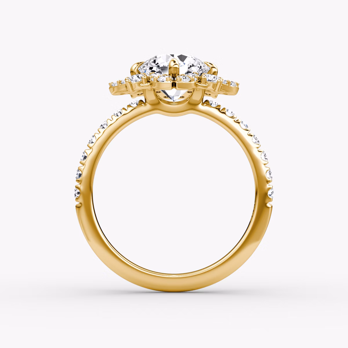 The Carnation | Round Brilliant | 18k | Yellow Gold | bandAccent: Pavé | caratWeight: 1.0ct | diamondOrientation: vertical