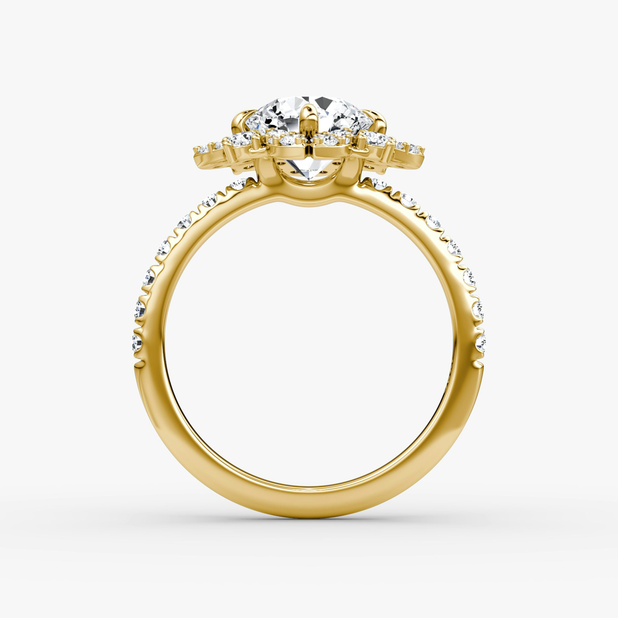 The Carnation | Round Brilliant | 18k | Yellow Gold | bandAccent: Pavé | caratWeight: other | diamondOrientation: vertical