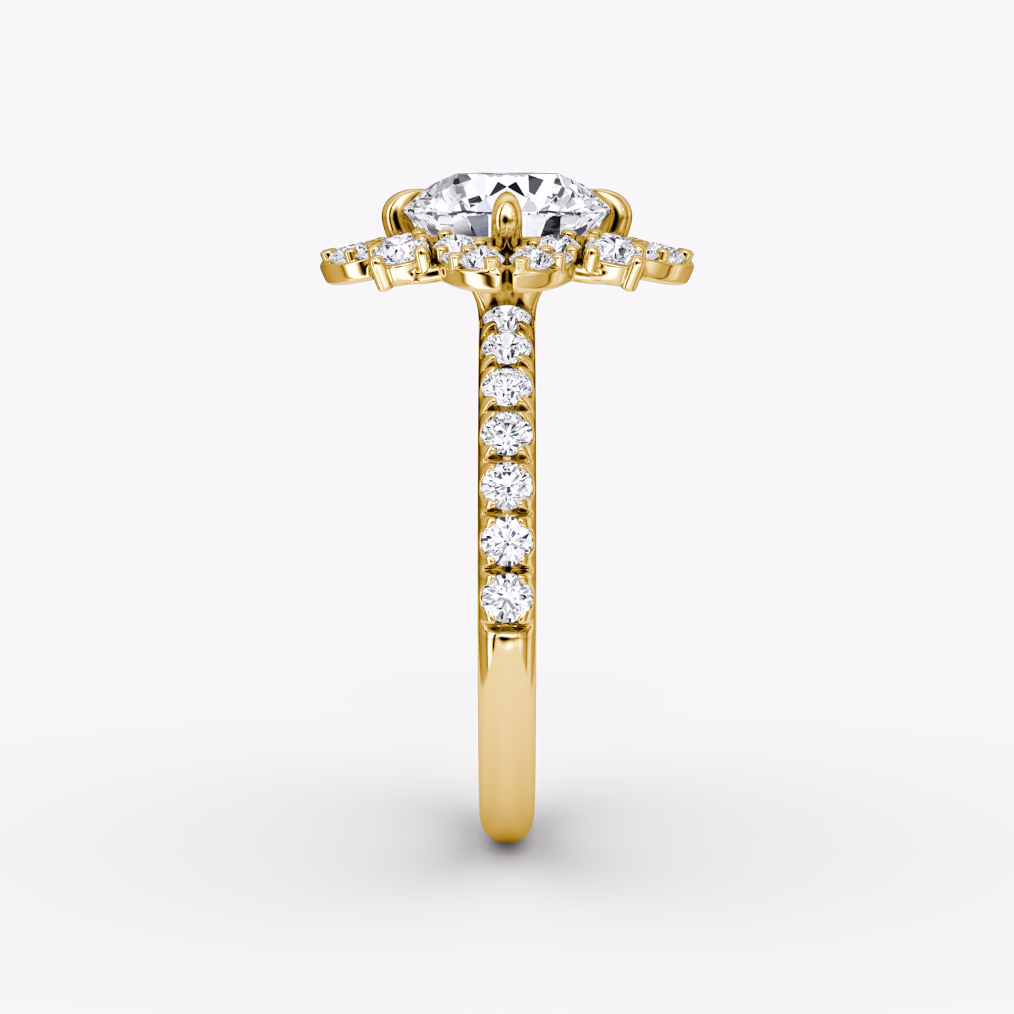 The Carnation | Round Brilliant | 18k | Yellow Gold | bandAccent: Pavé | caratWeight: other | diamondOrientation: vertical