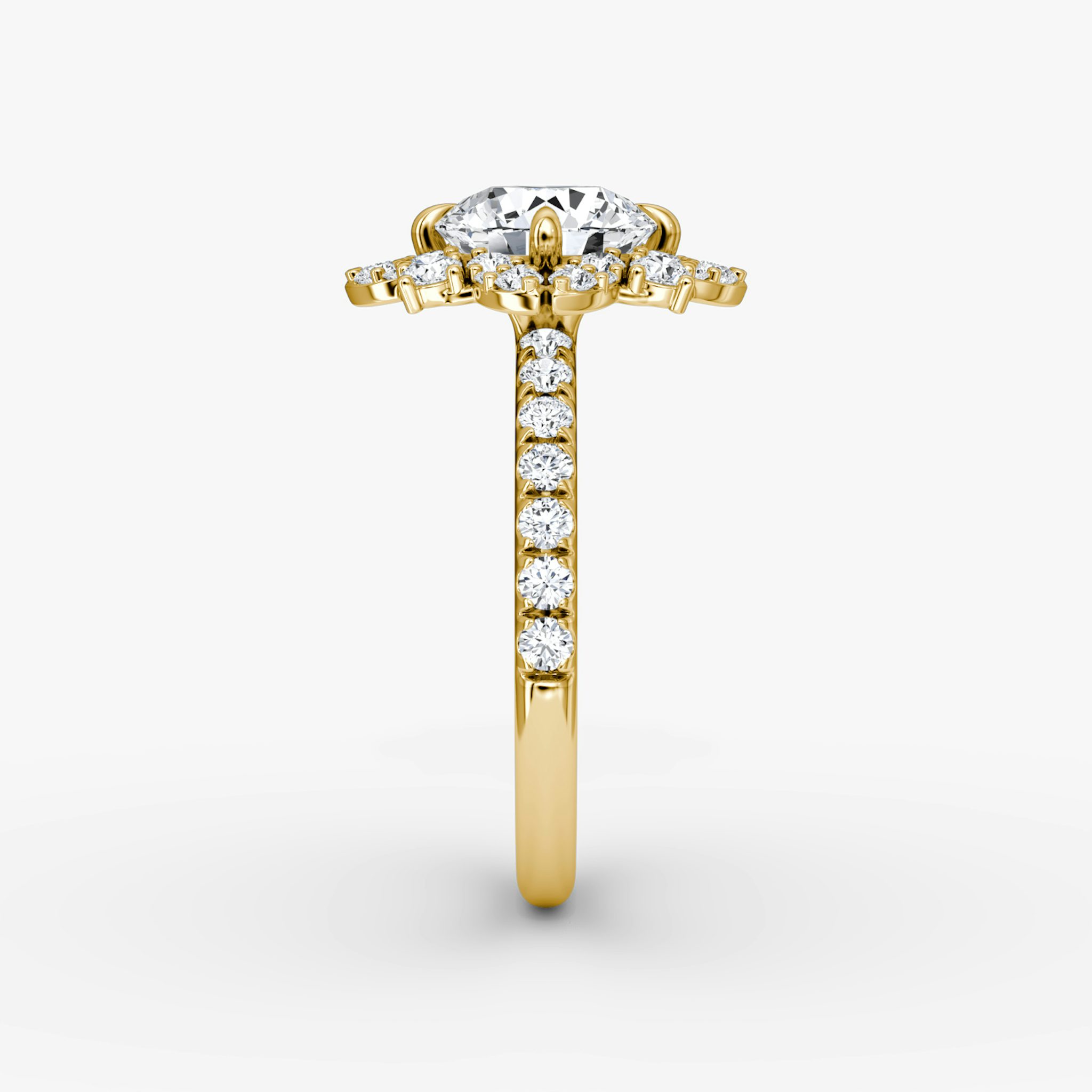 The Carnation | Round Brilliant | 18k | Yellow Gold | bandAccent: Pavé | caratWeight: other | diamondOrientation: vertical