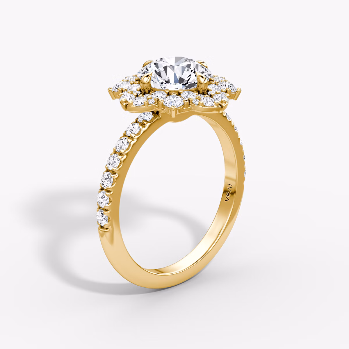 The Carnation | Round Brilliant | 18k | Yellow Gold | bandAccent: Pavé | caratWeight: 1.0ct | diamondOrientation: vertical