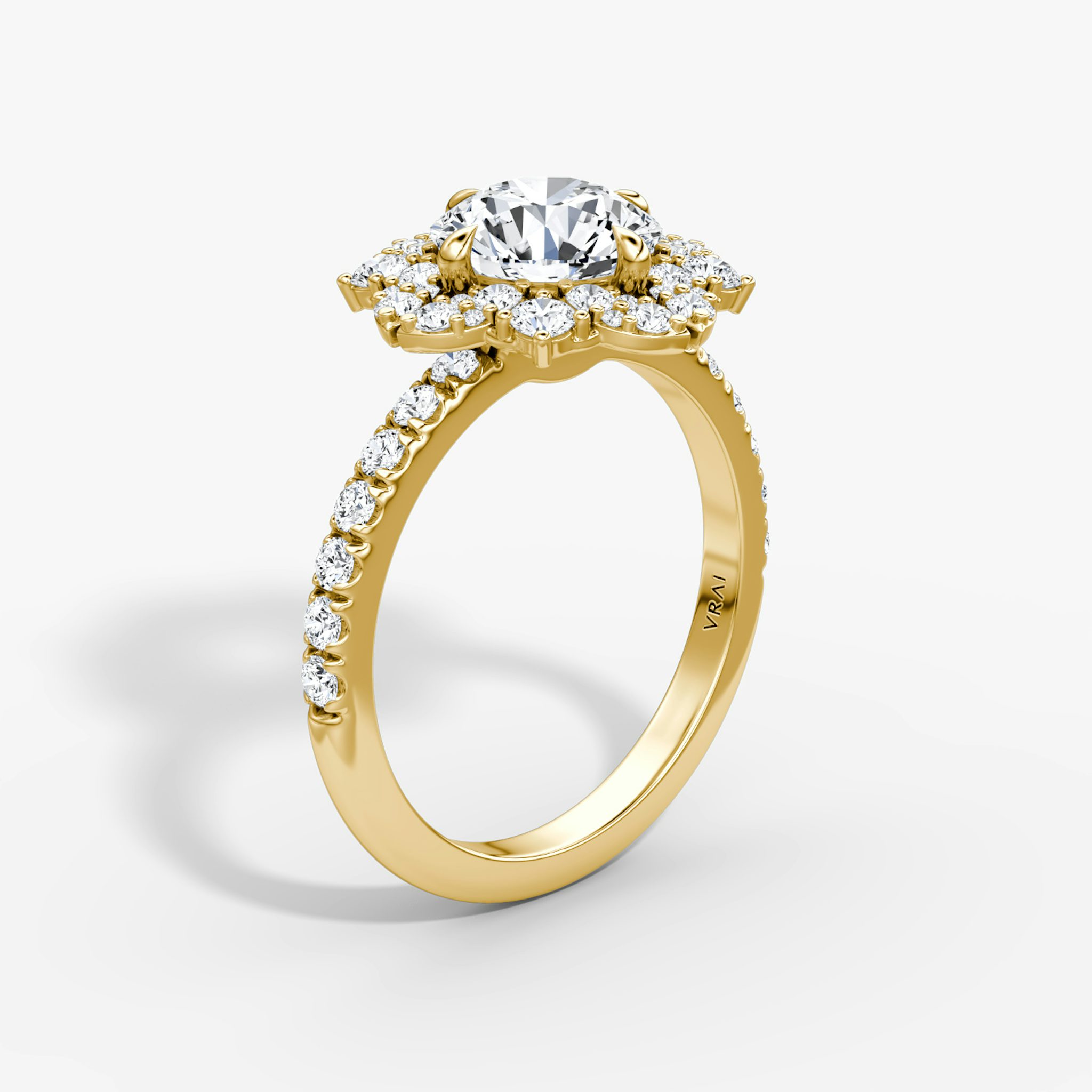 The Carnation | Round Brilliant | 18k | Yellow Gold | bandAccent: Pavé | caratWeight: other | diamondOrientation: vertical