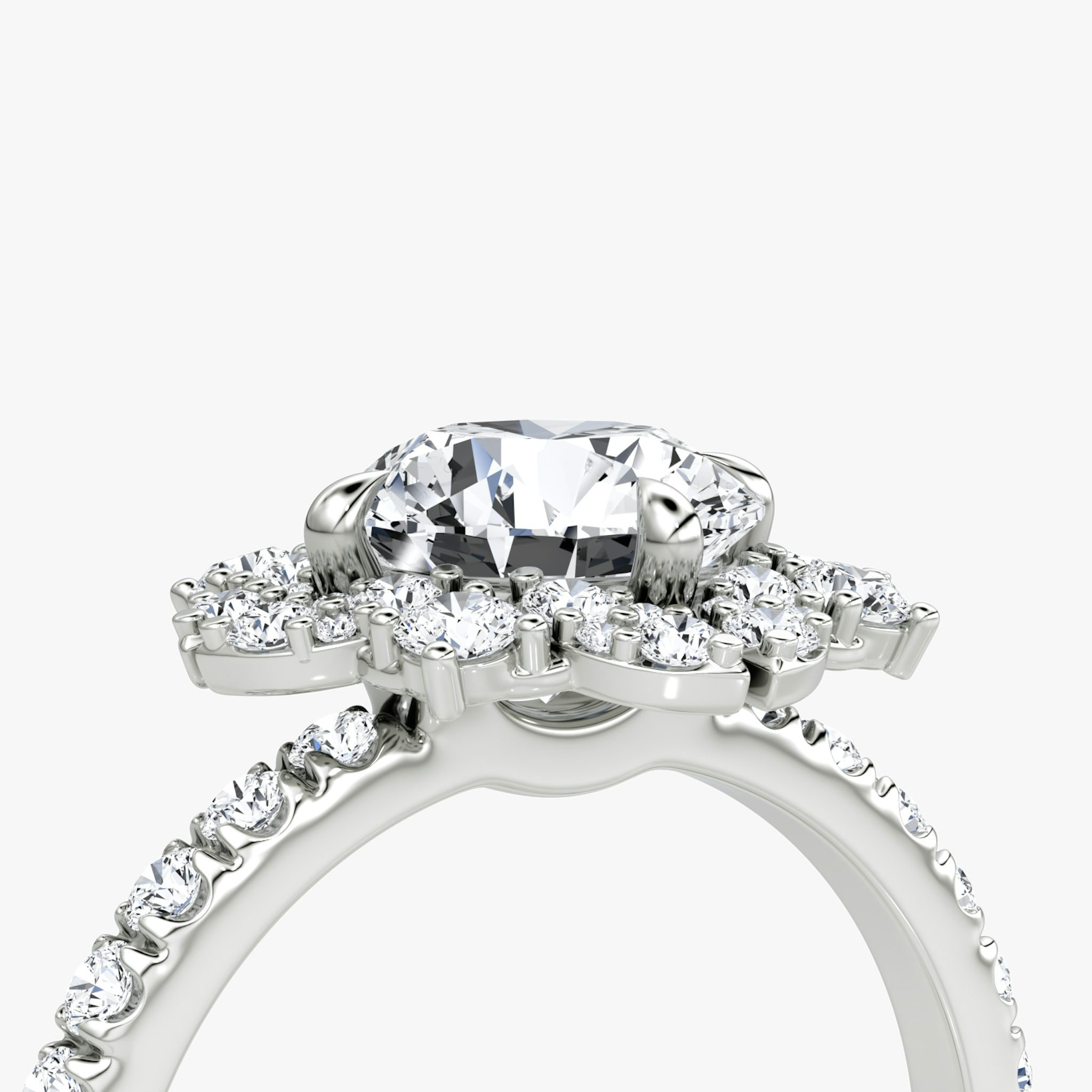 The Carnation | Round Brilliant | 18k | White Gold | bandAccent: Pavé | caratWeight: other | diamondOrientation: vertical