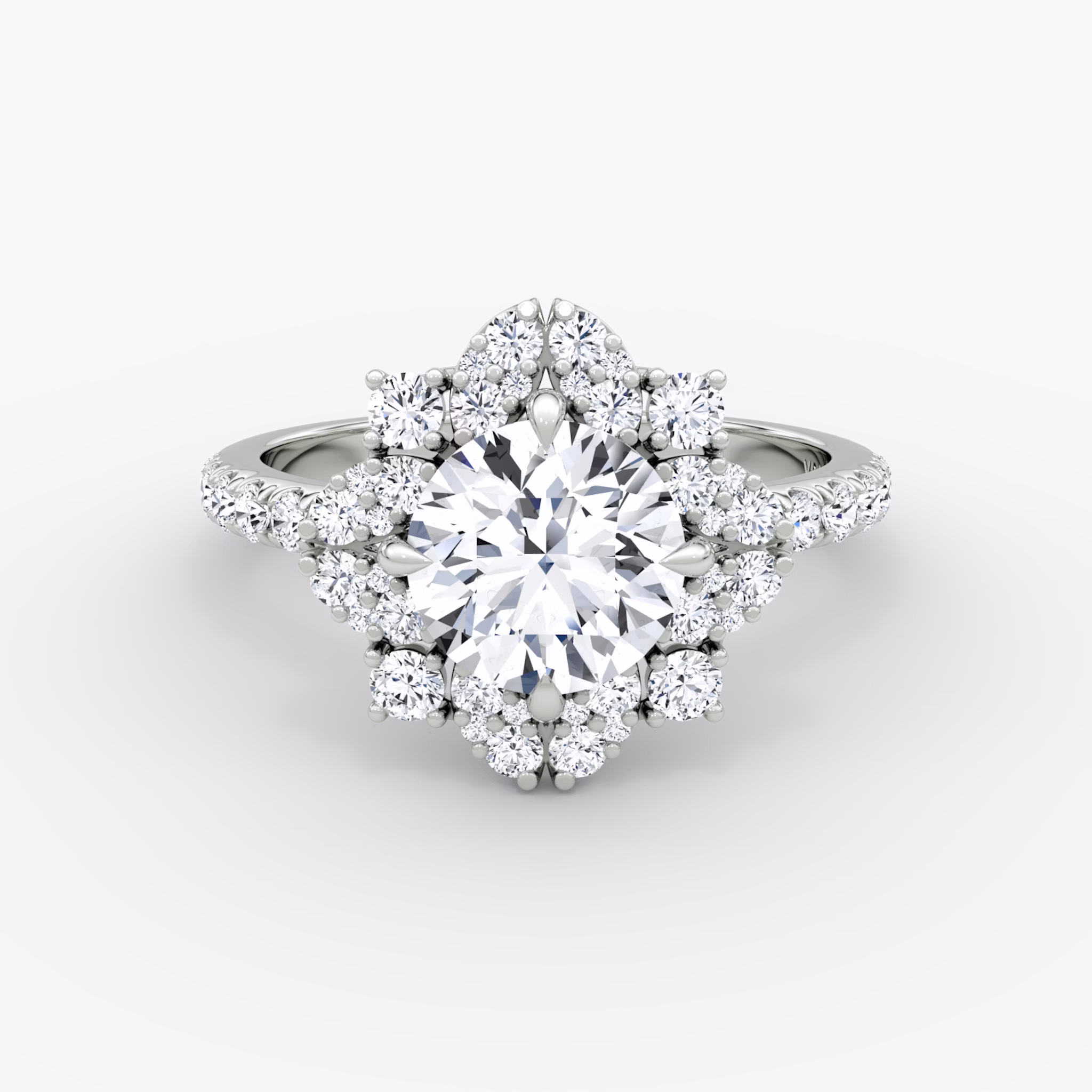 The Carnation | Round Brilliant | 18k | White Gold | bandAccent: Pavé | caratWeight: other | diamondOrientation: vertical
