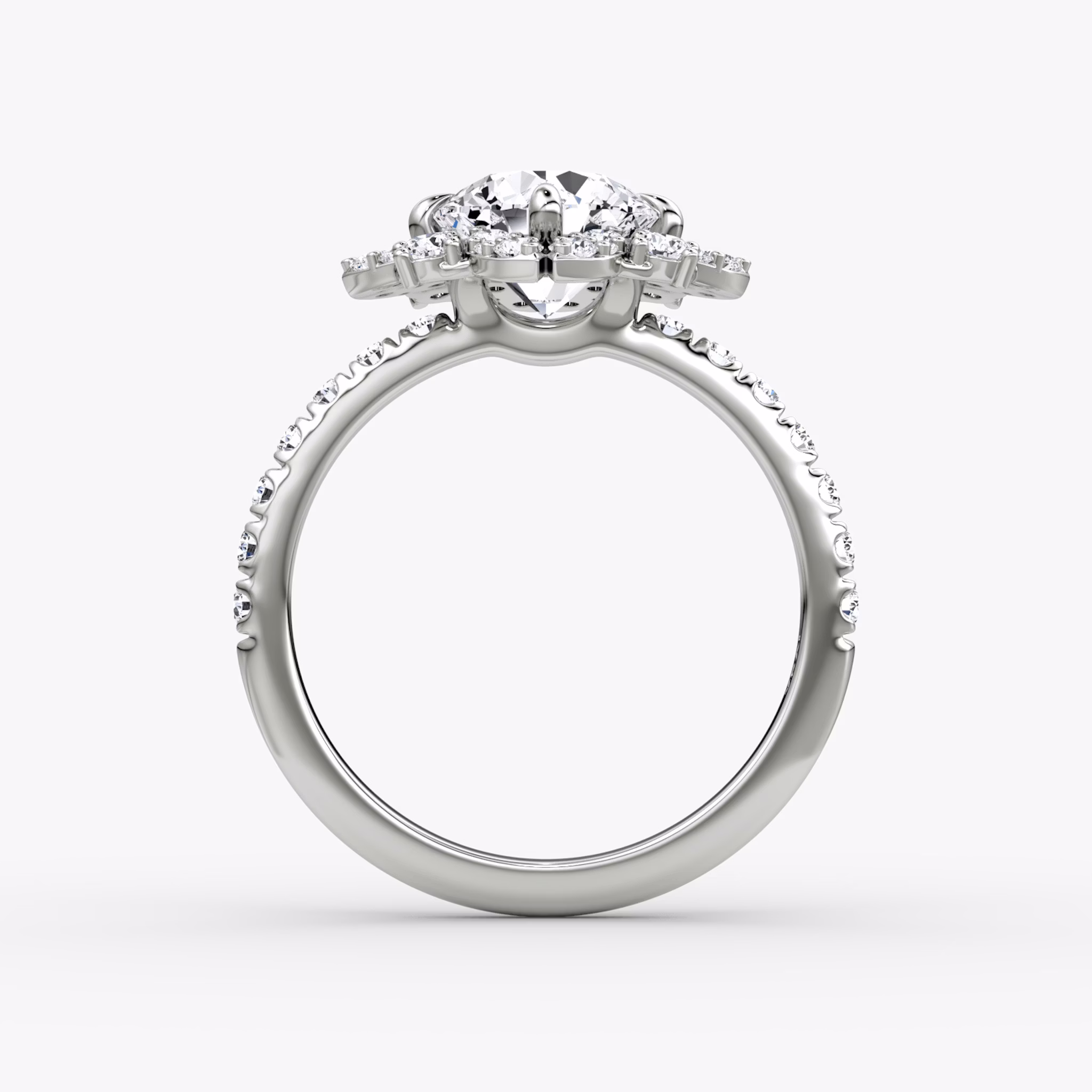The Carnation | Round Brilliant | 18k | White Gold | bandAccent: Pavé | caratWeight: other | diamondOrientation: vertical