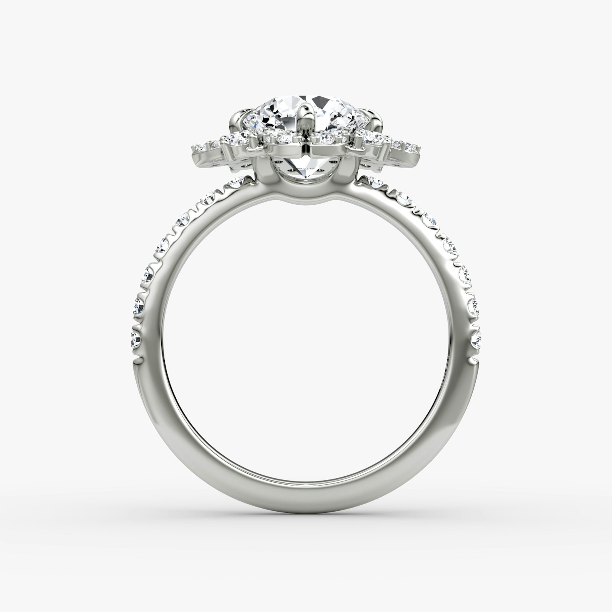 The Carnation | Round Brilliant | 18k | White Gold | bandAccent: Pavé | caratWeight: other | diamondOrientation: vertical