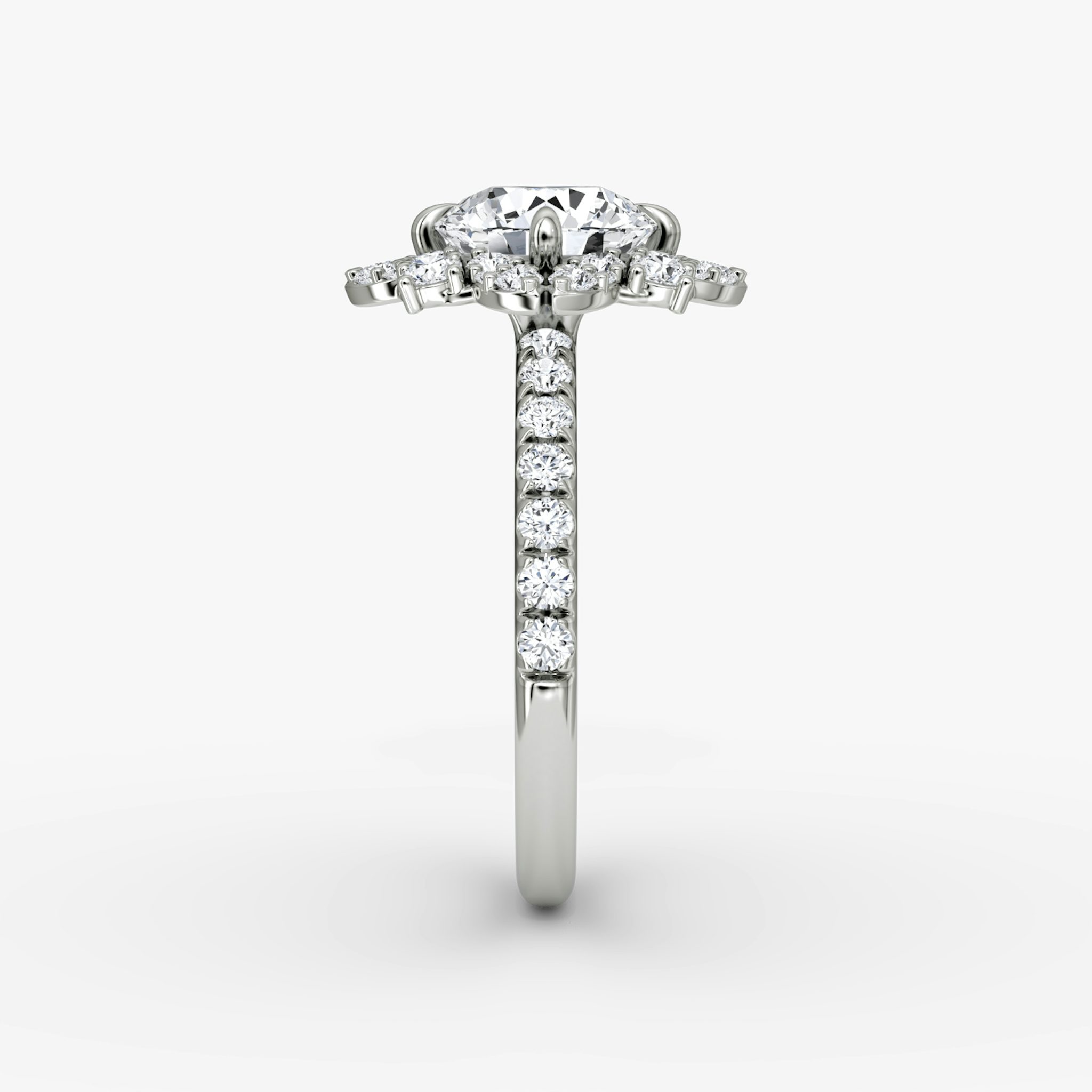 The Carnation | Round Brilliant | 18k | White Gold | bandAccent: Pavé | caratWeight: other | diamondOrientation: vertical