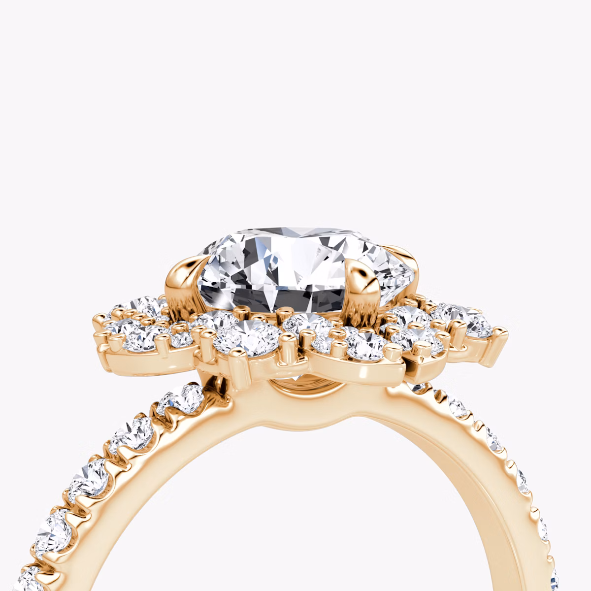The Carnation | Round Brilliant | 14k | Rose Gold | bandAccent: Pavé | caratWeight: other | diamondOrientation: vertical