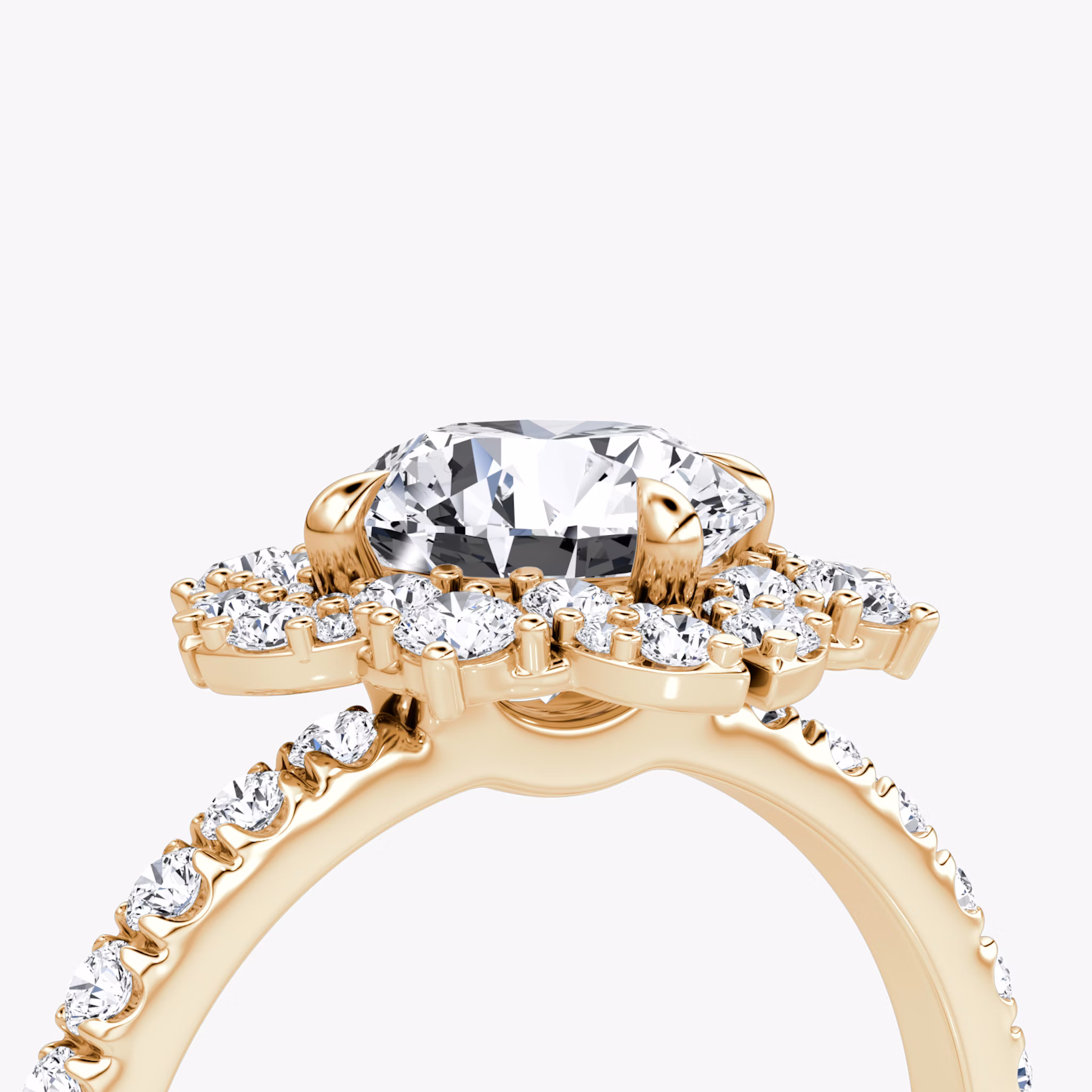 The Carnation | Round Brilliant | 14k | Rose Gold | bandAccent: Pavé | caratWeight: other | diamondOrientation: vertical