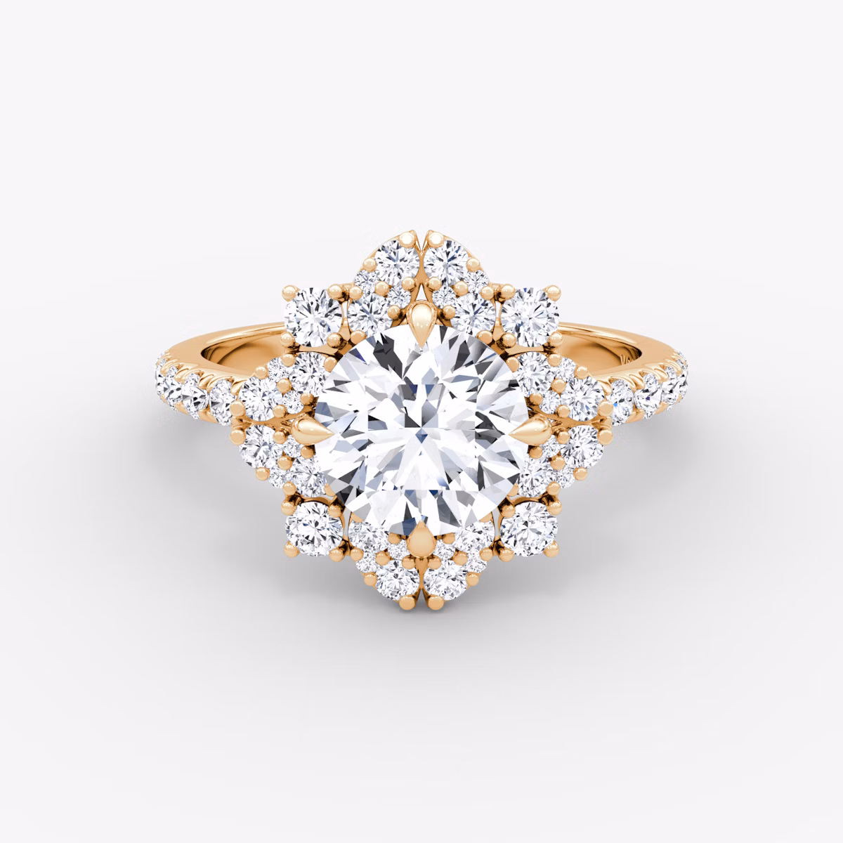 The Carnation | Round Brilliant | 14k | Rose Gold | bandAccent: Pavé | caratWeight: other | diamondOrientation: vertical