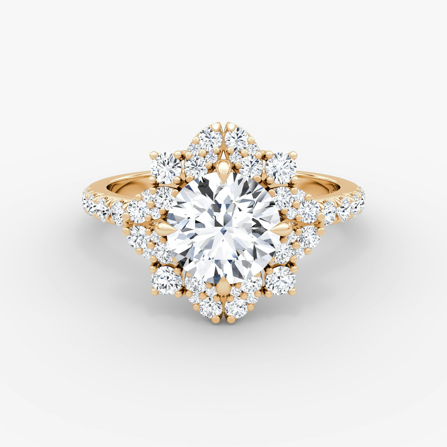 The Carnation | Round Brilliant | 14k | Rose Gold | bandAccent: Pavé | caratWeight: 1.5ct | diamondOrientation: vertical