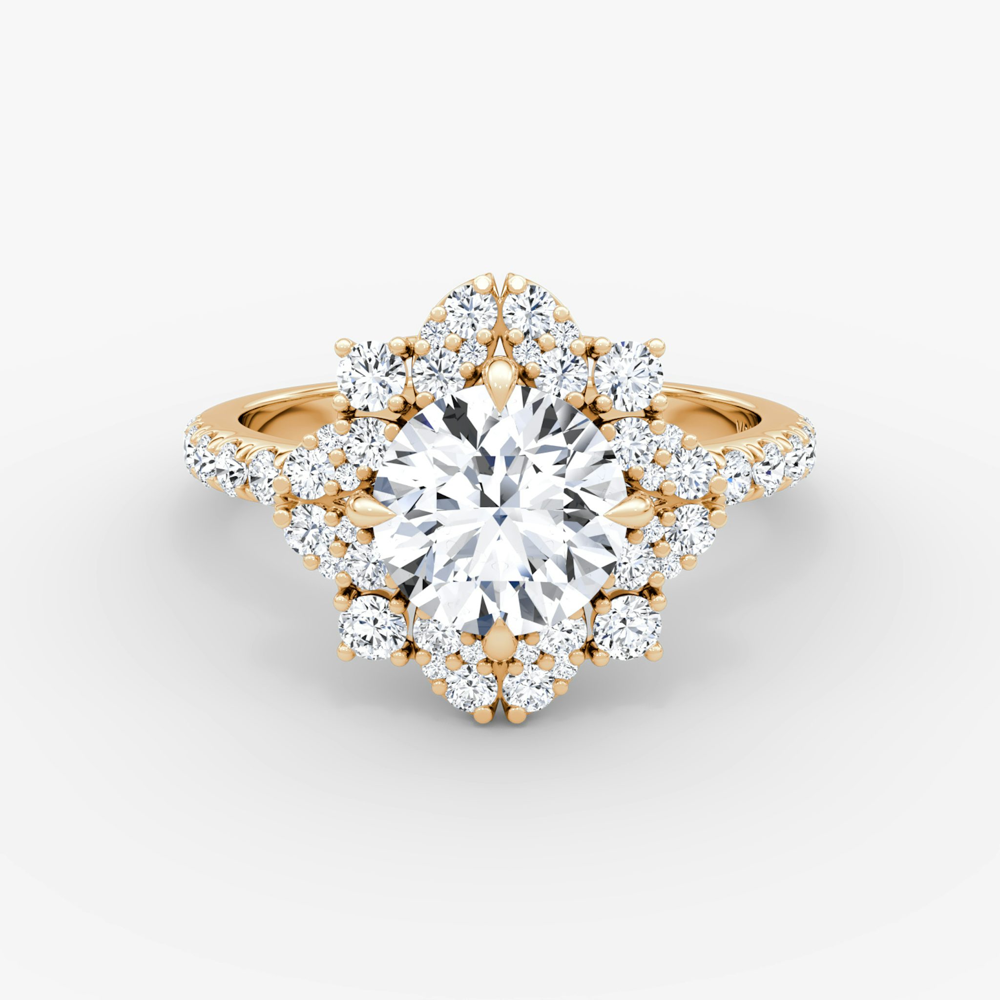 The Carnation | Round Brilliant | 14k | Rose Gold | bandAccent: Pavé | caratWeight: other | diamondOrientation: vertical