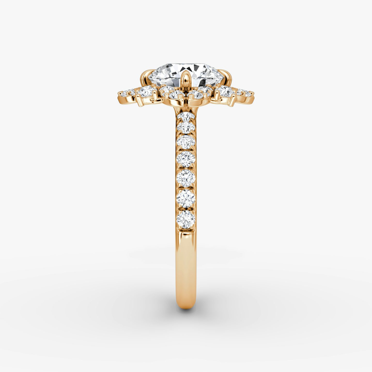 The Carnation | Round Brilliant | 14k | Rose Gold | bandAccent: Pavé | caratWeight: 1.5ct | diamondOrientation: vertical