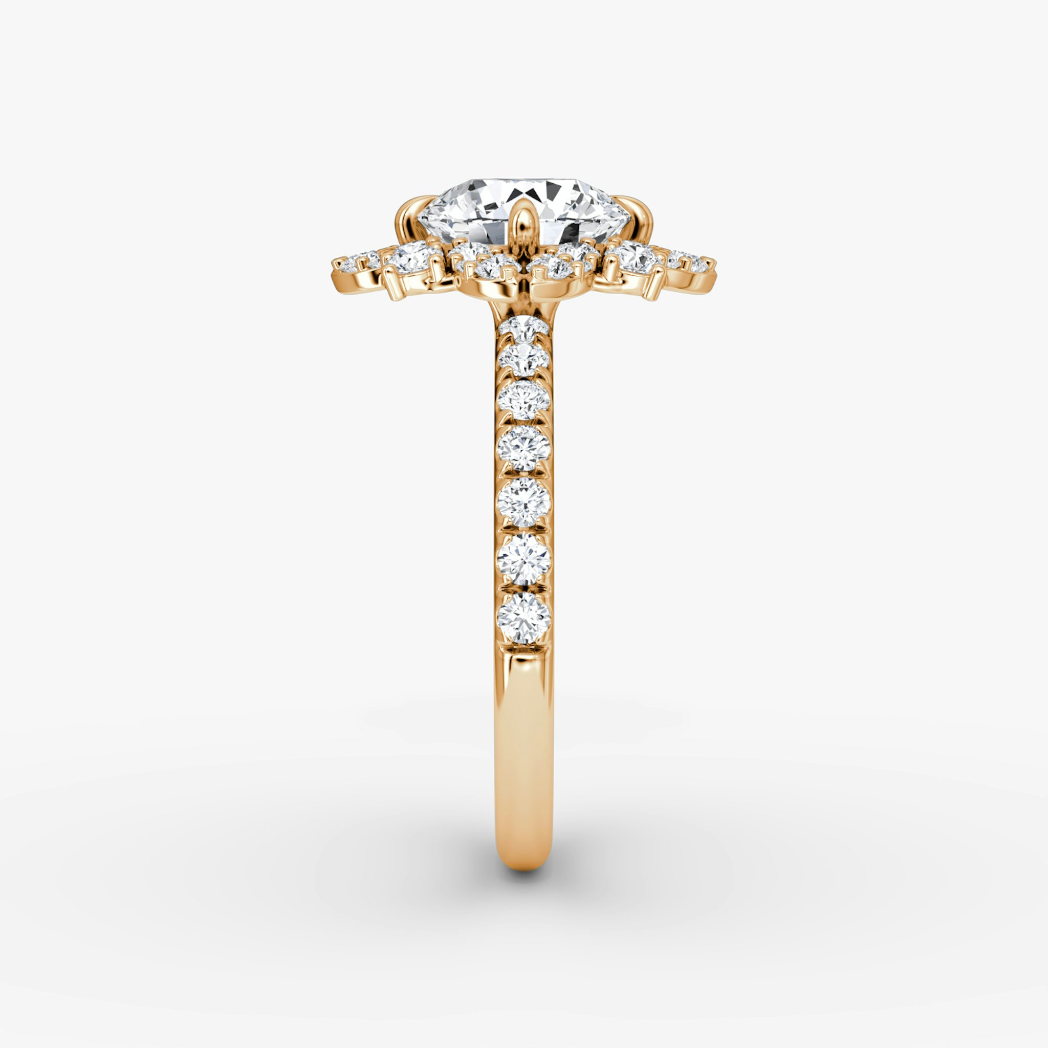 The Carnation | Round Brilliant | 14k | Rose Gold | bandAccent: Pavé | caratWeight: other | diamondOrientation: vertical