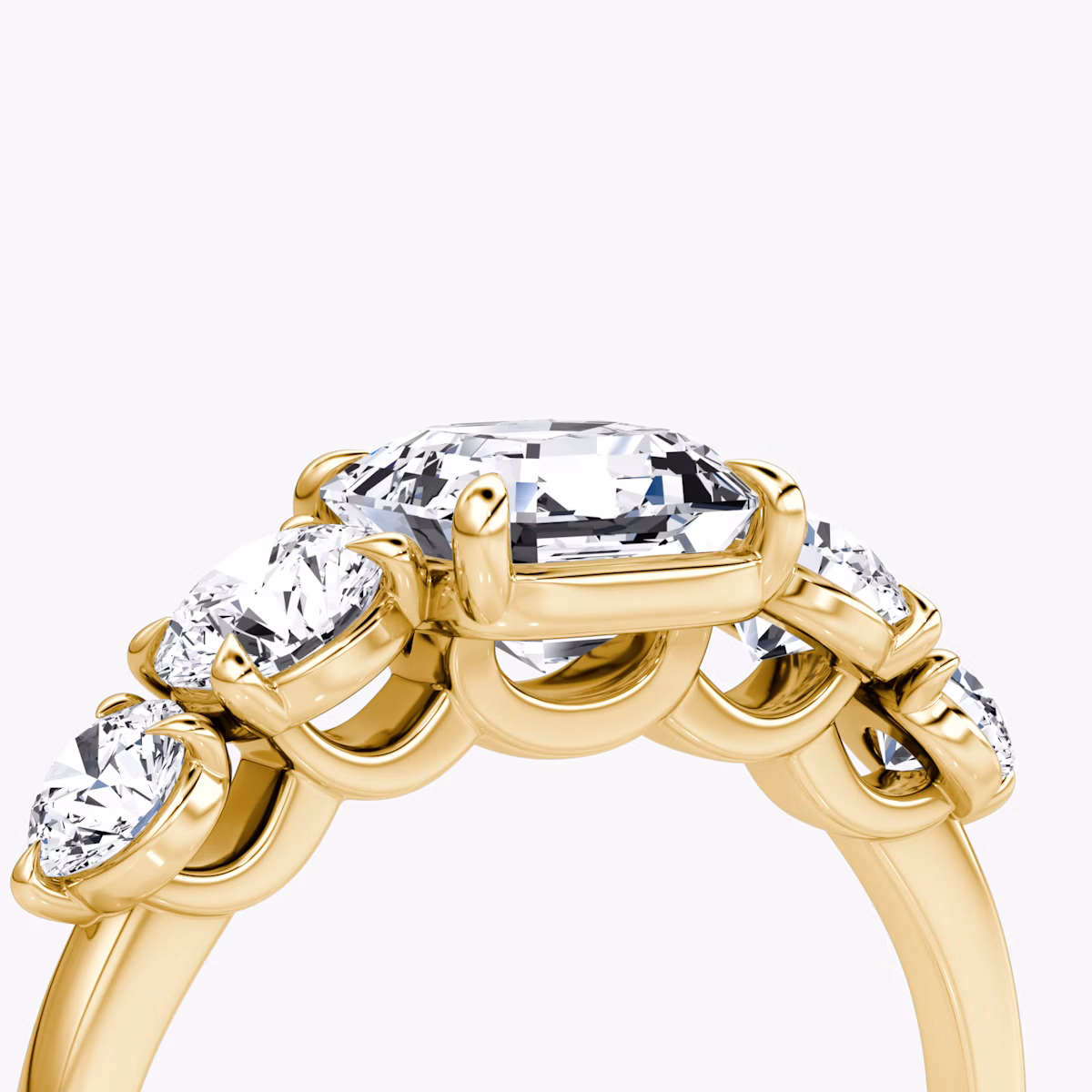 The Signature Five Stone | Asscher | 18k | Yellow Gold | bandAccent: Plain | diamondOrientation: vertical | caratWeight: other