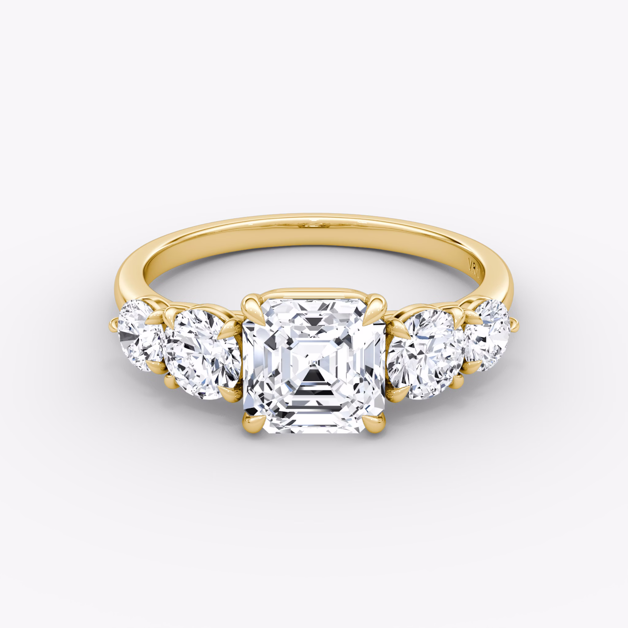 The Signature Five Stone | Asscher | 18k | Yellow Gold | bandAccent: Plain | diamondOrientation: vertical | caratWeight: other