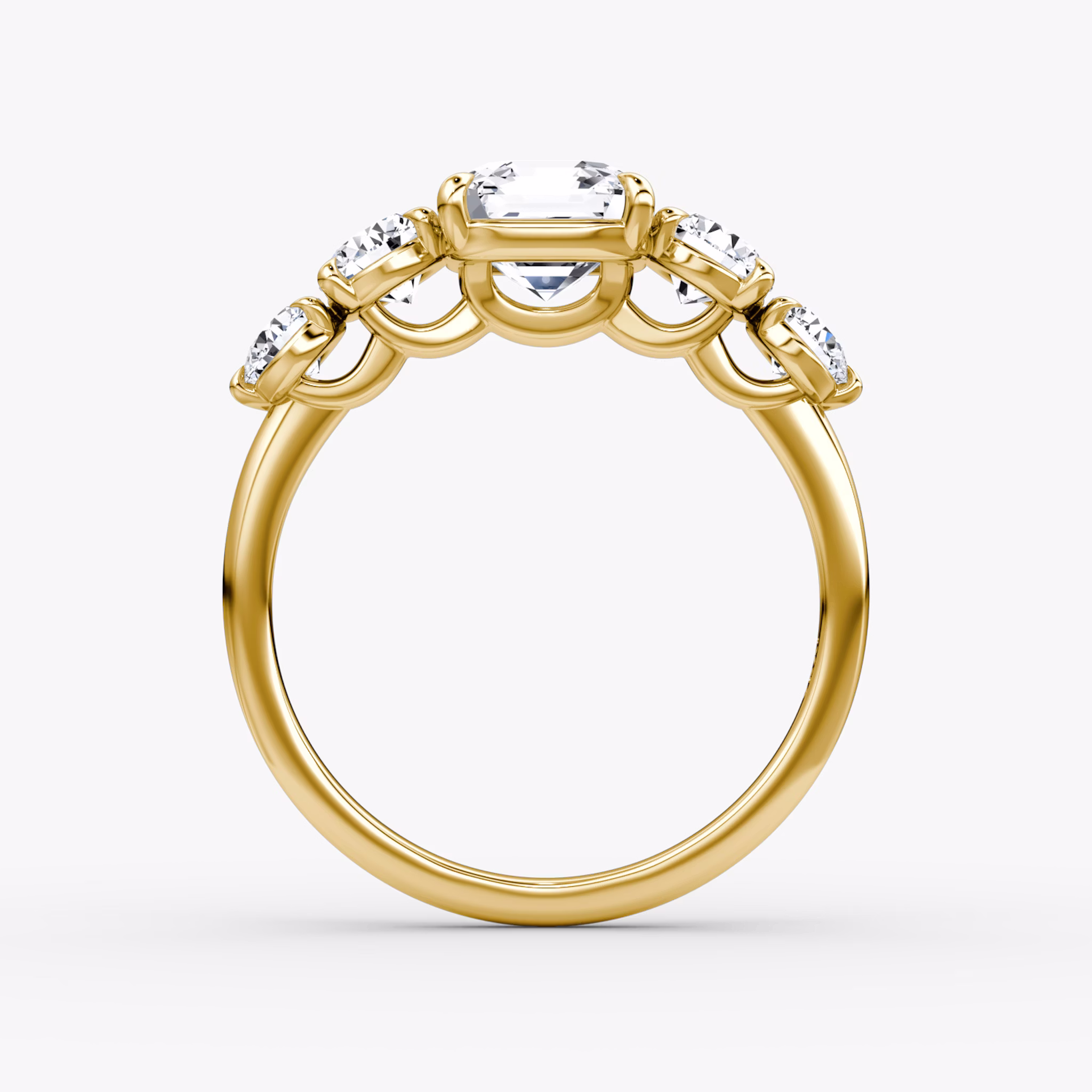 The Signature Five Stone | Asscher | 18k | Yellow Gold | bandAccent: Plain | diamondOrientation: vertical | caratWeight: other