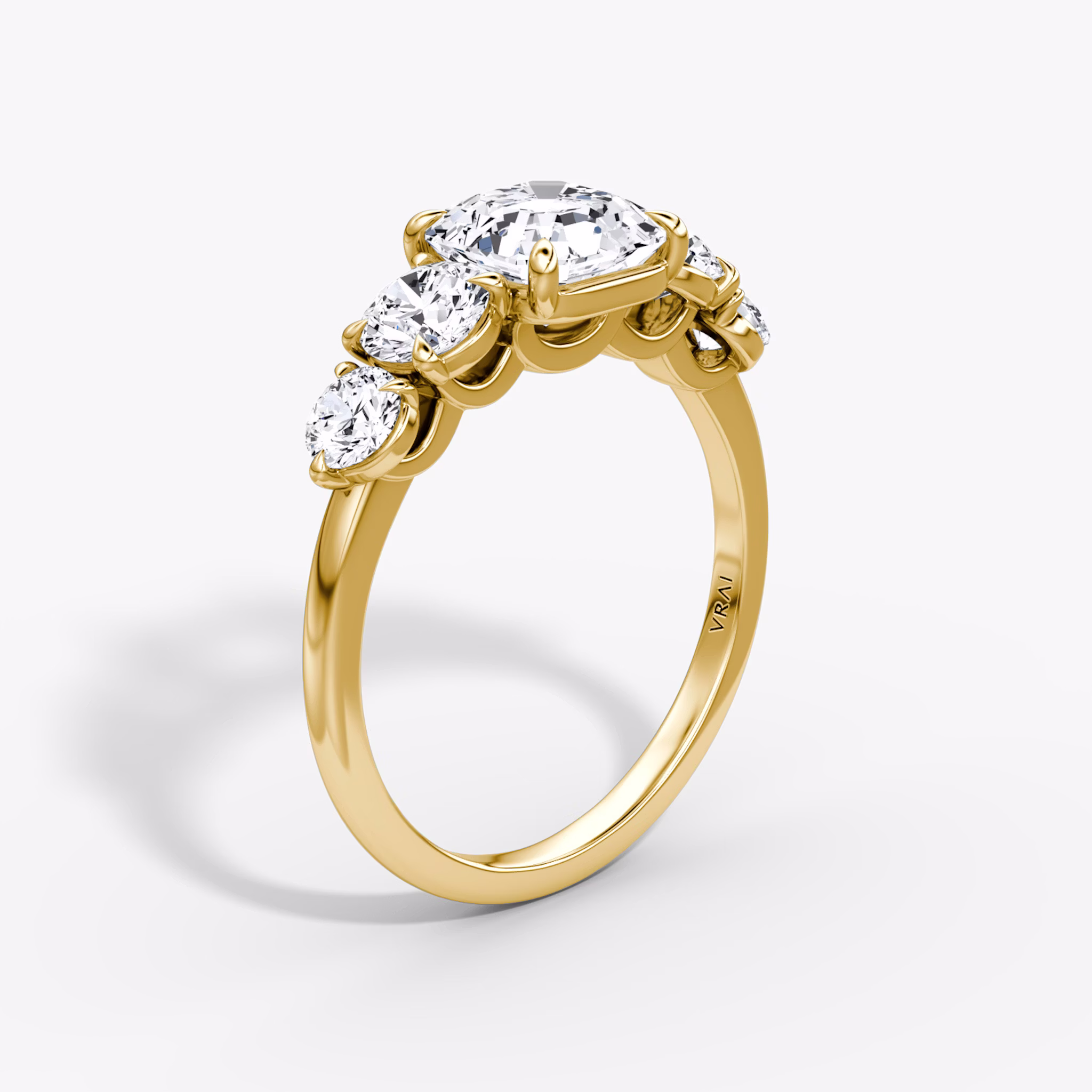 The Signature Five Stone | Asscher | 18k | Yellow Gold | bandAccent: Plain | diamondOrientation: vertical | caratWeight: other